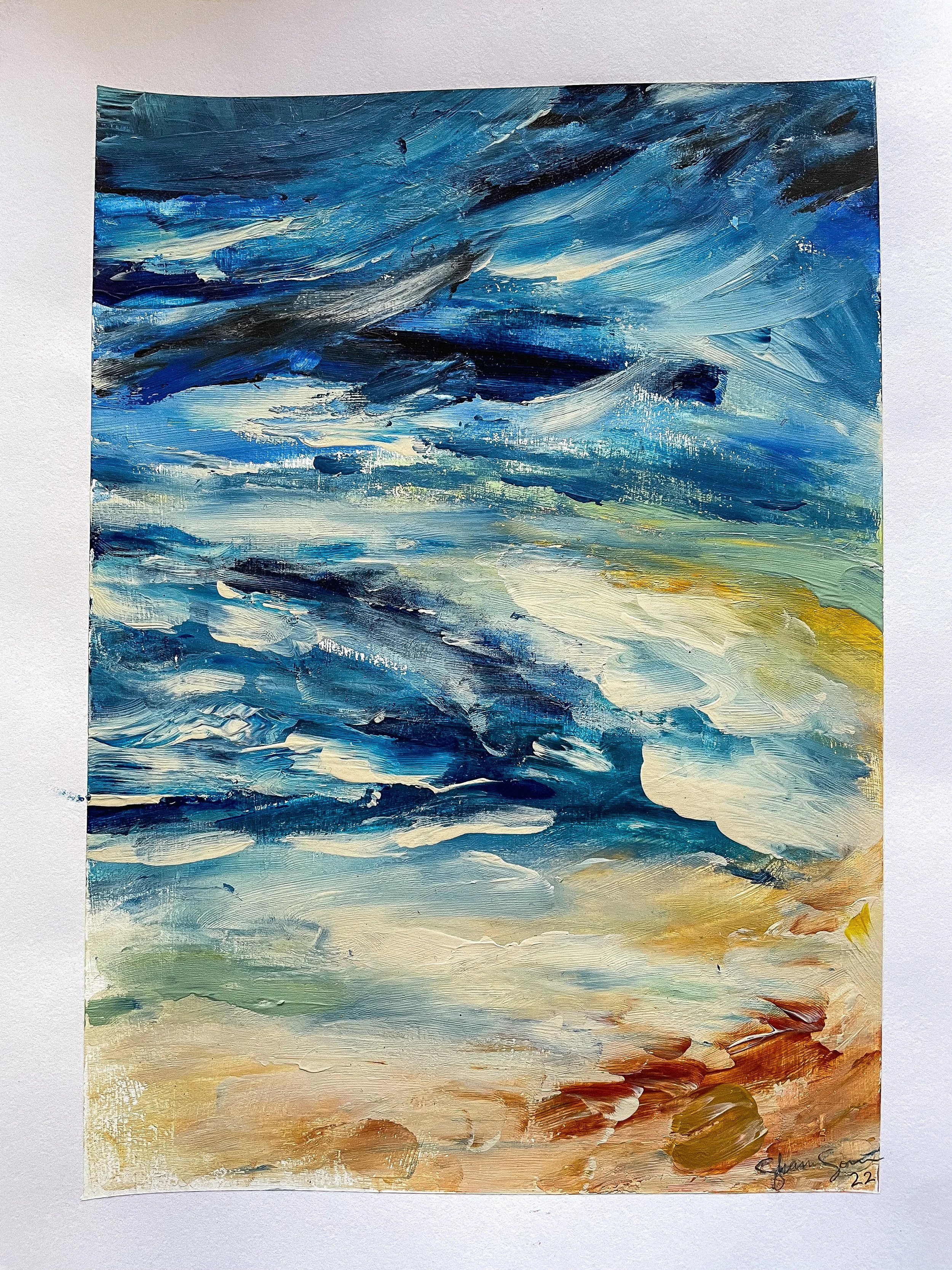 "Coastal Study 1" 9x12 Acrylic Painting on Paper, Unframed