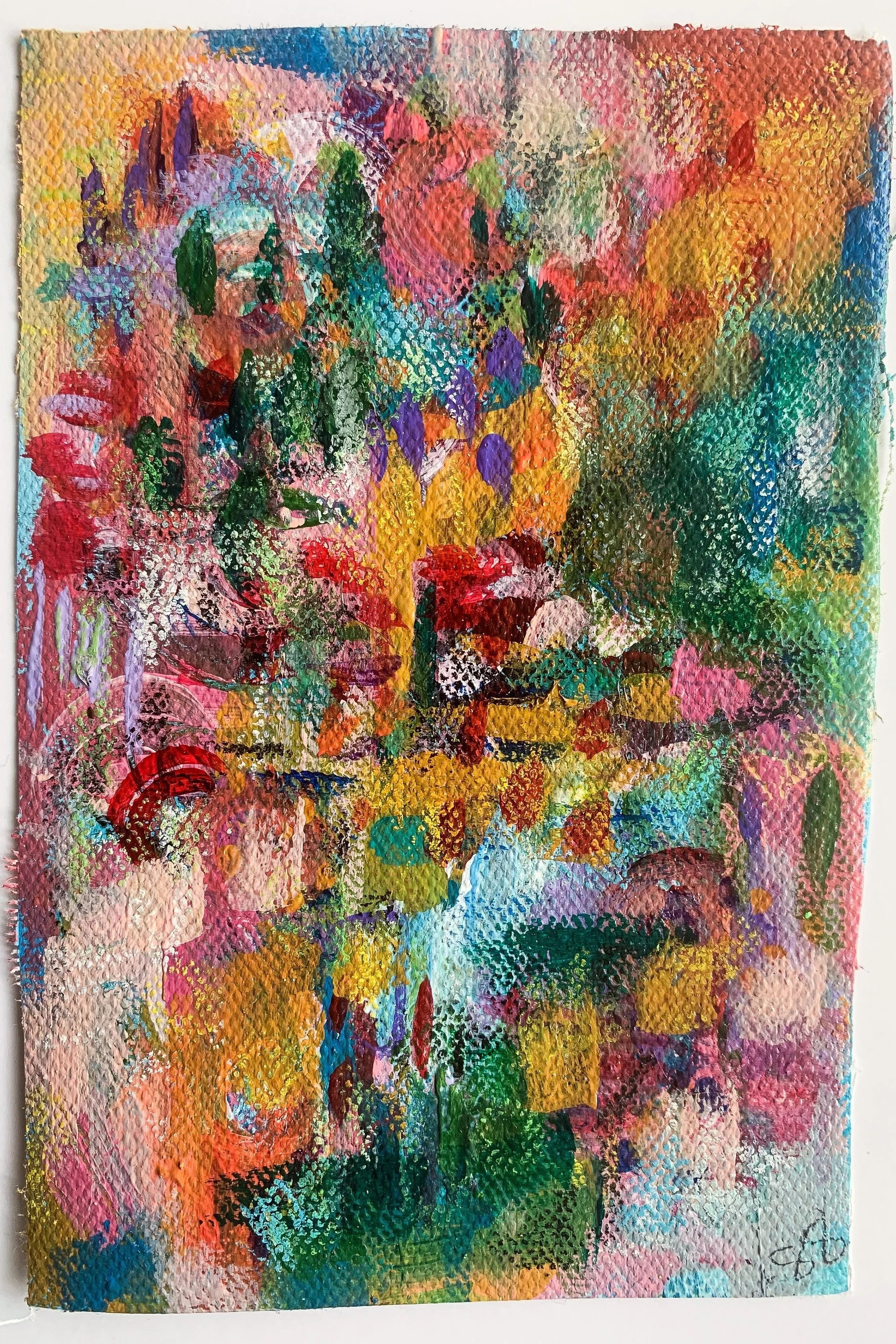 "Abstract Wildflowers 2" 4x6 Original Abstract Painting on Canvas