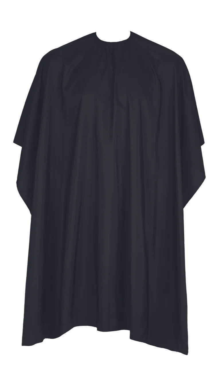 black hair gown, cutting tools, gown, plain gown