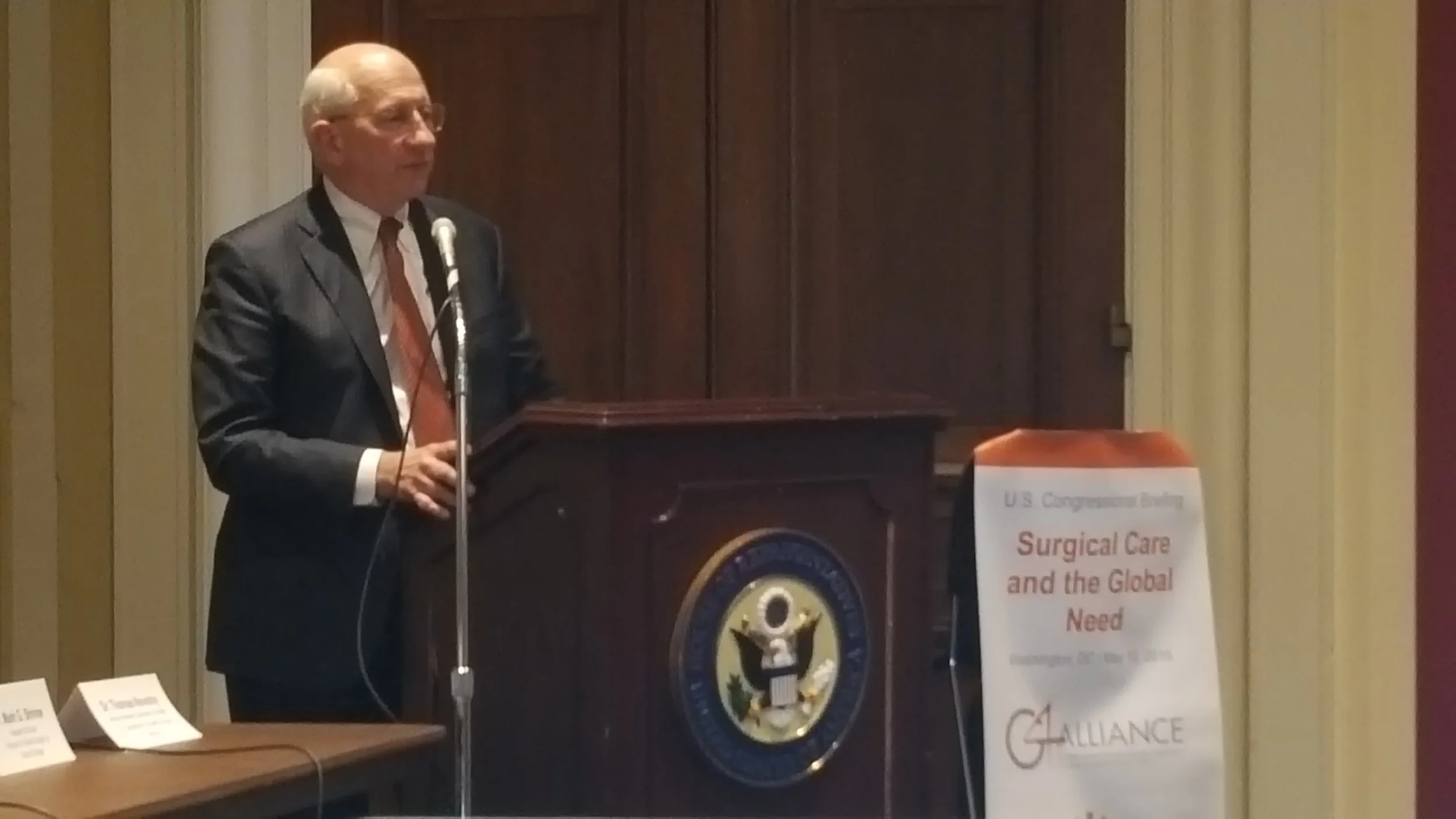 Moderator Dr. Thomas Novotny, Deputy Asst. Secretary for Health at HHS, highlights the need to augment the health workforce in order to begin to expand access to surgical care in low-resource settings.