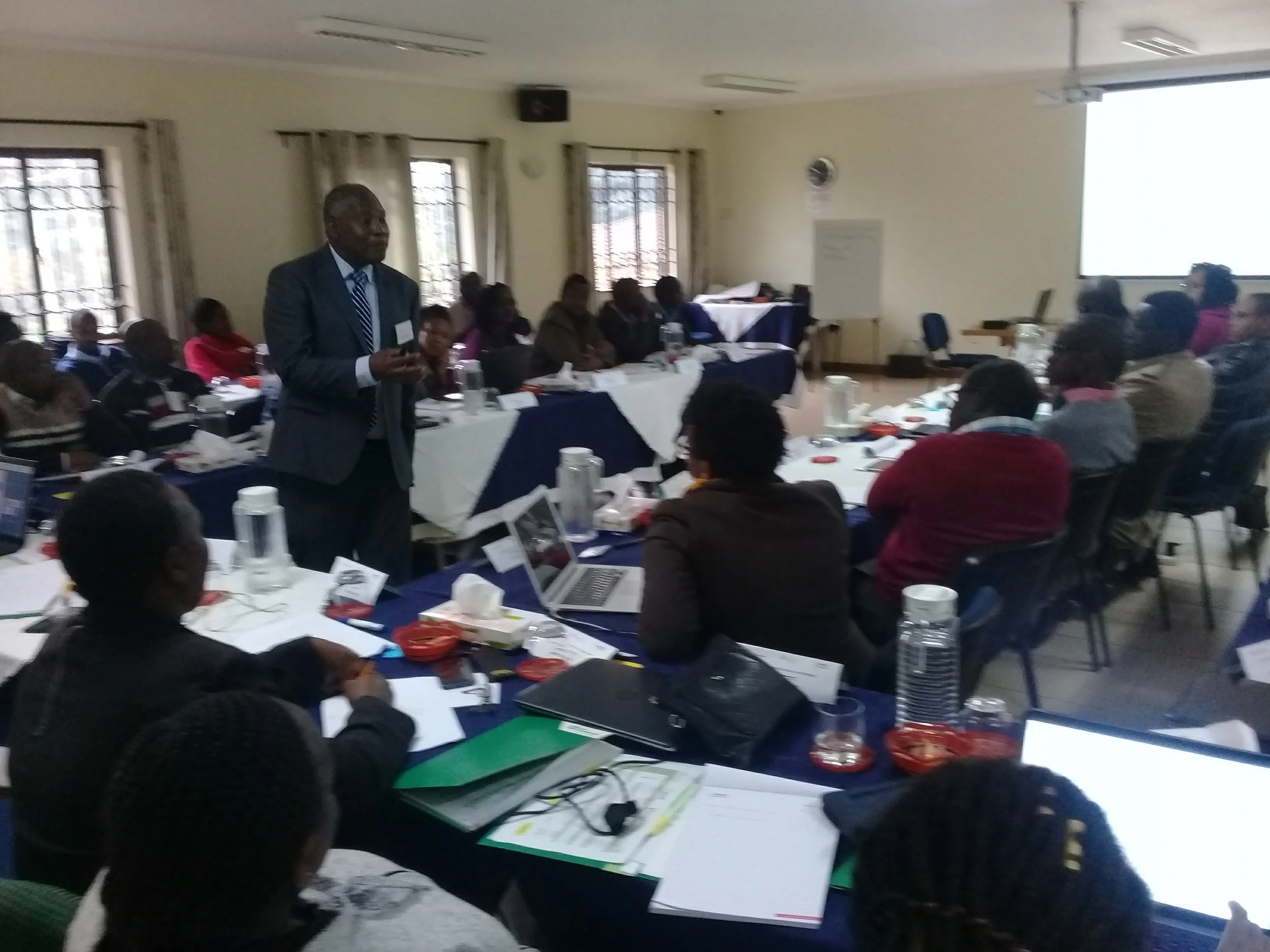 Prof. Charles Mayaka leads a session.