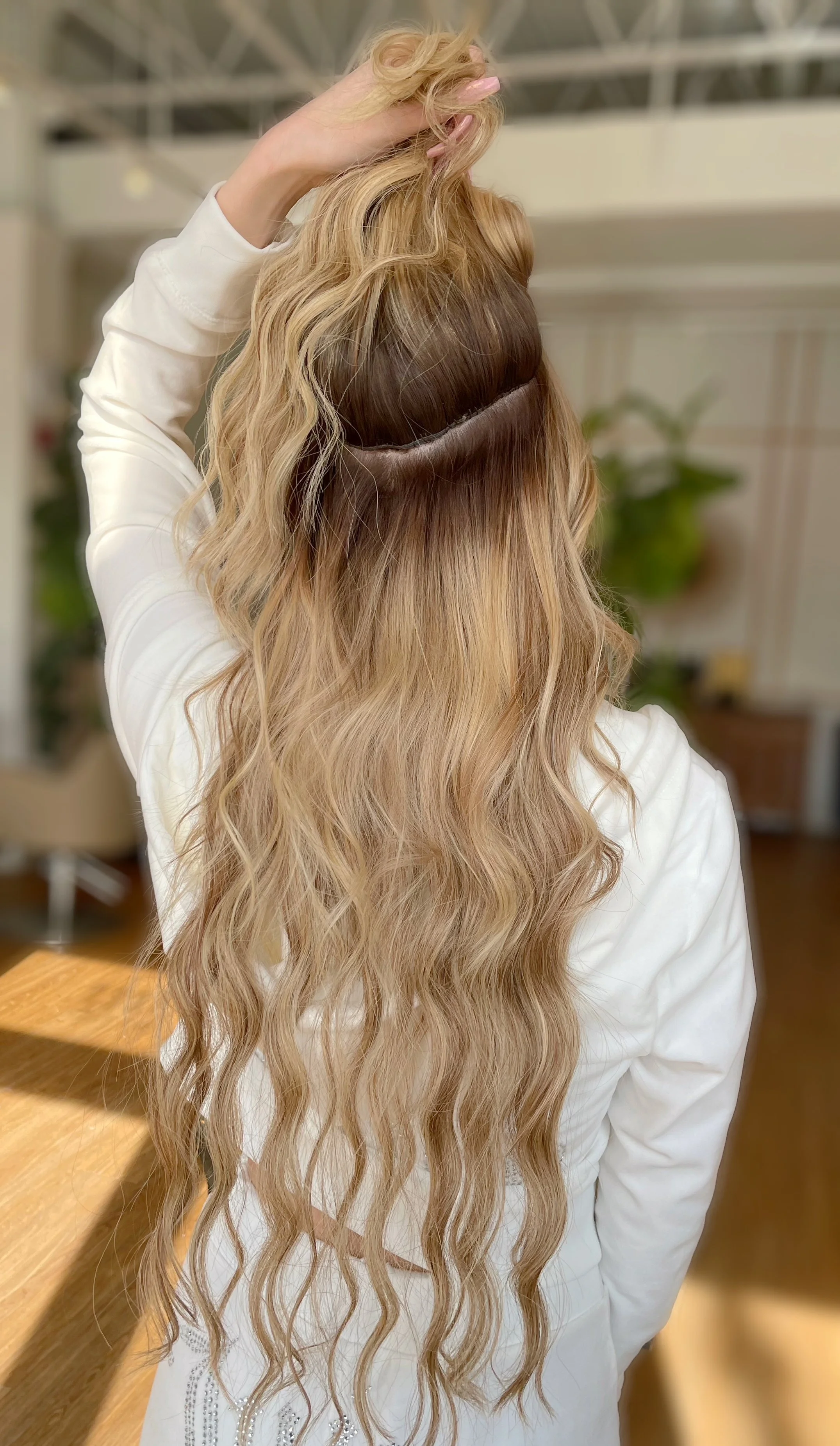 Invisible Bead Hair Extensions install for length and Volume and thickness