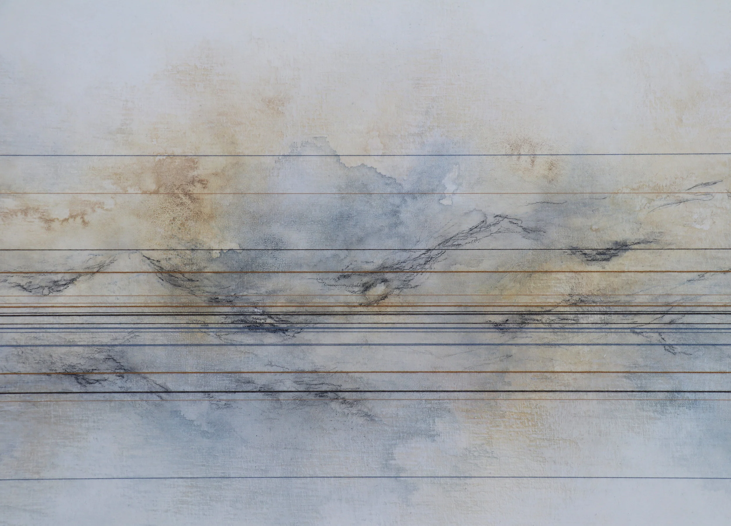  Keowee River, Detail  Thread, Graphite, Ink &amp; Acrylic 11 x 14 in, 2018 
