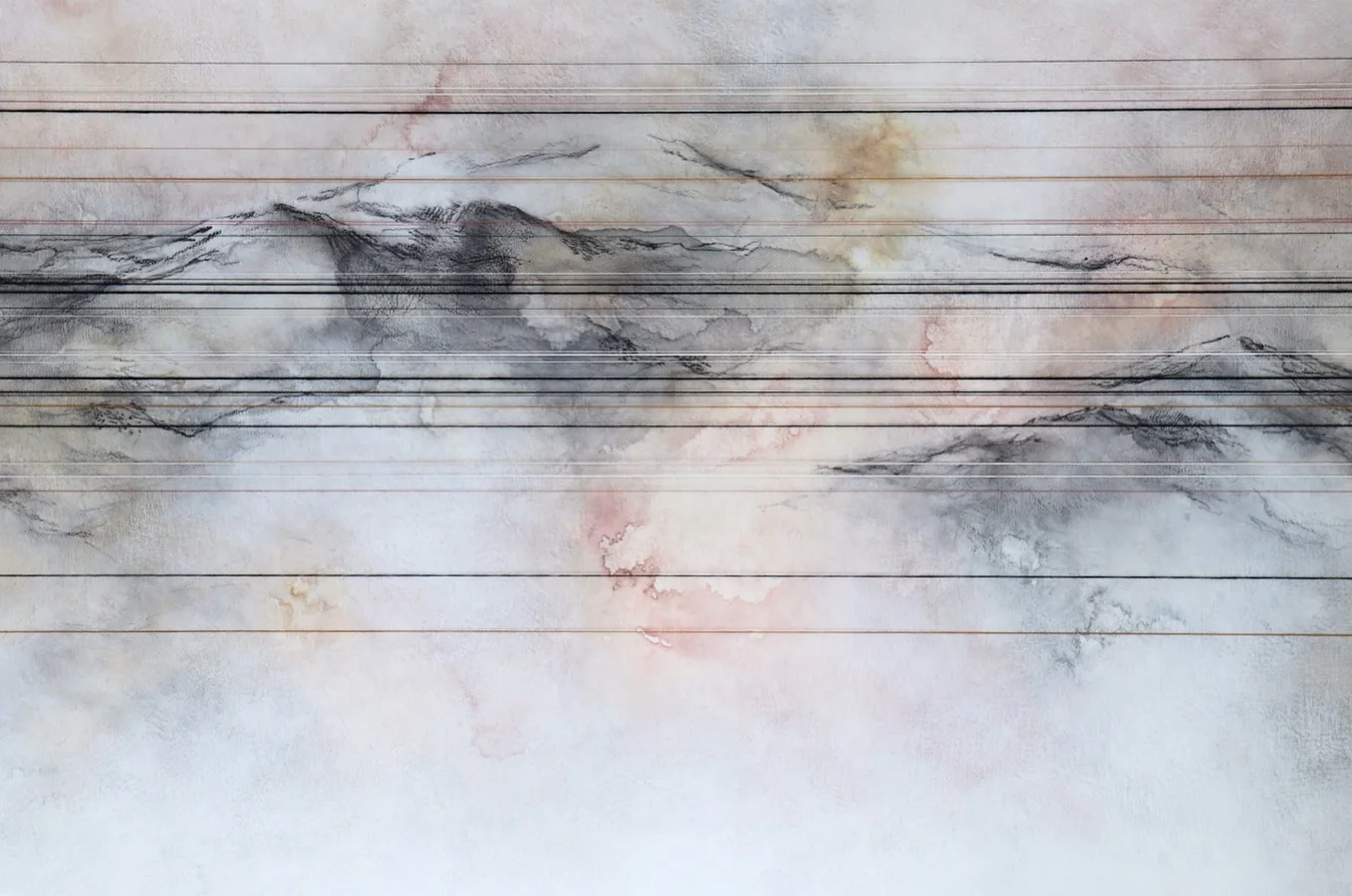  Wild Skies, Detail Thread, Charcoal, Ink &amp; Acrylic 24 x 30 in, 2018 