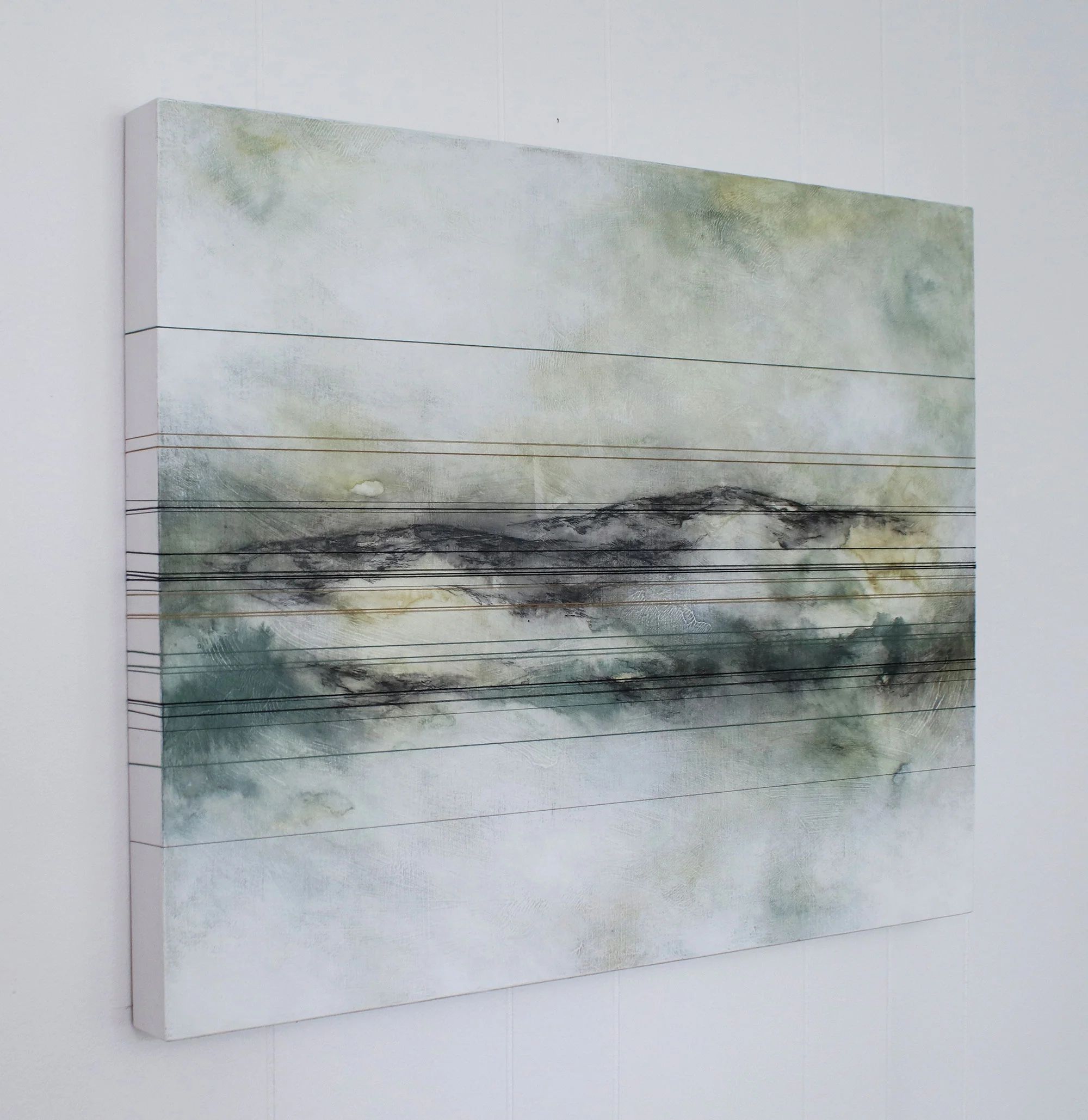“Swept in Stillness” Thread & Mixed Media, 24”x30”