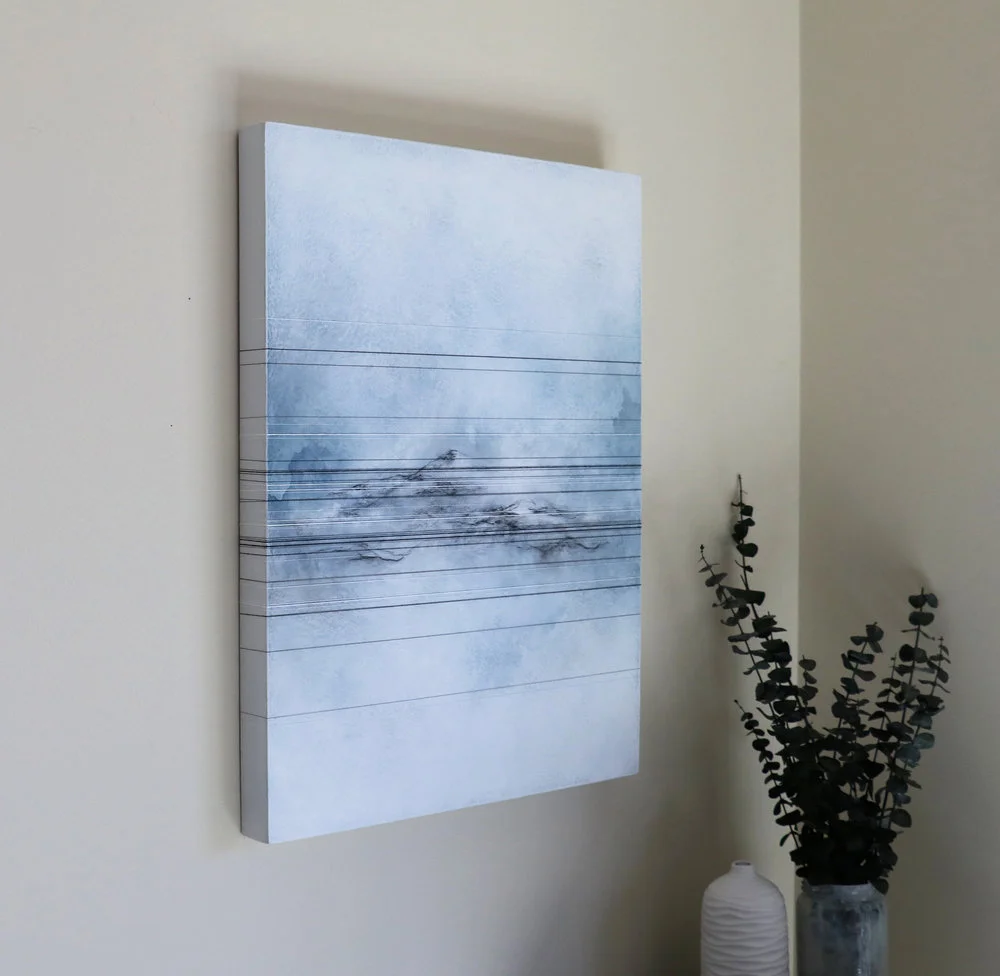 “As the Rain Comes” Thread & Mixed Media, 24”x18”