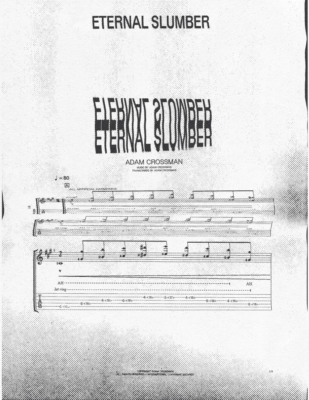 Eternal Slumber Guitar Tab Adam Crossman