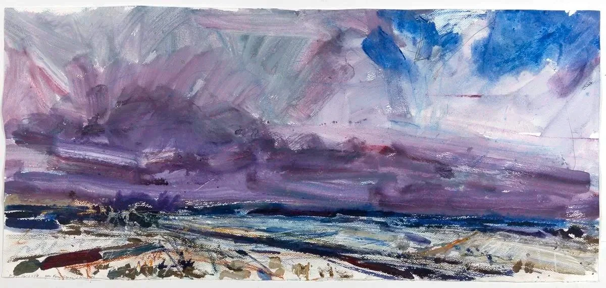    Peel Plain 16-Jan-2018  N. from Sloan Rd at King St    2018 acrylic on paper 20×43 inches $4500 