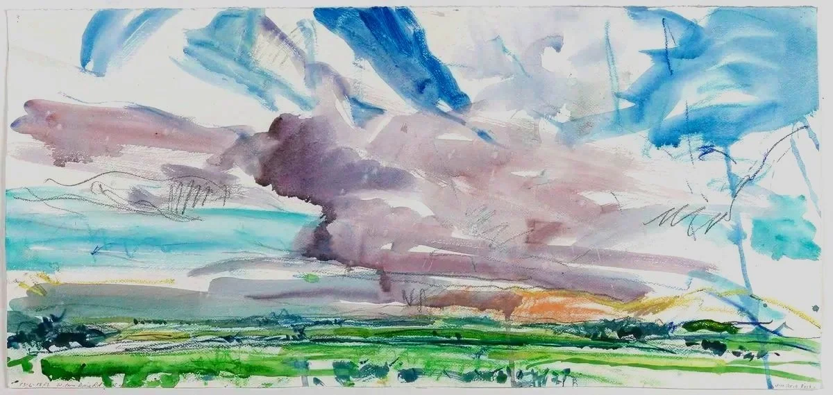    Peel Plain 13-Jun-2018-1  W. from Dixie Rd, S. of King St    2018 watercolour and pastel 20×43 inches $4500 