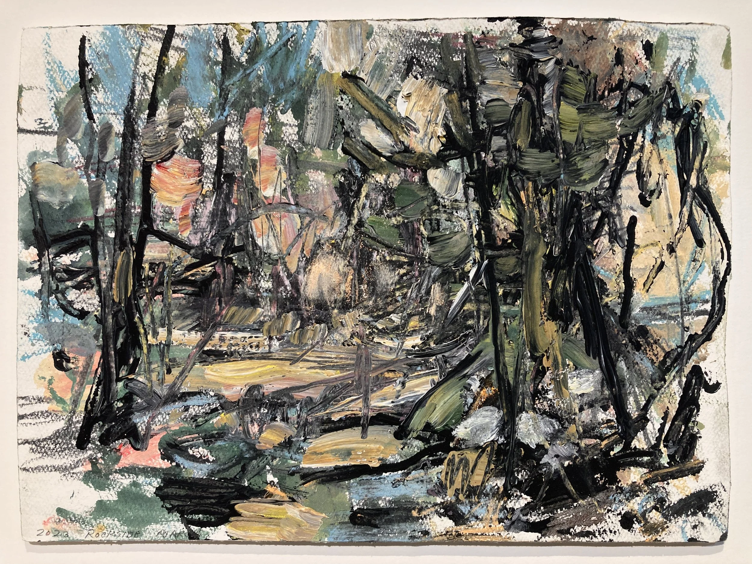    Rockside Woods 10-March-2023    2023 watercolour with acrylic and pastel 11×15 inches $1200 
