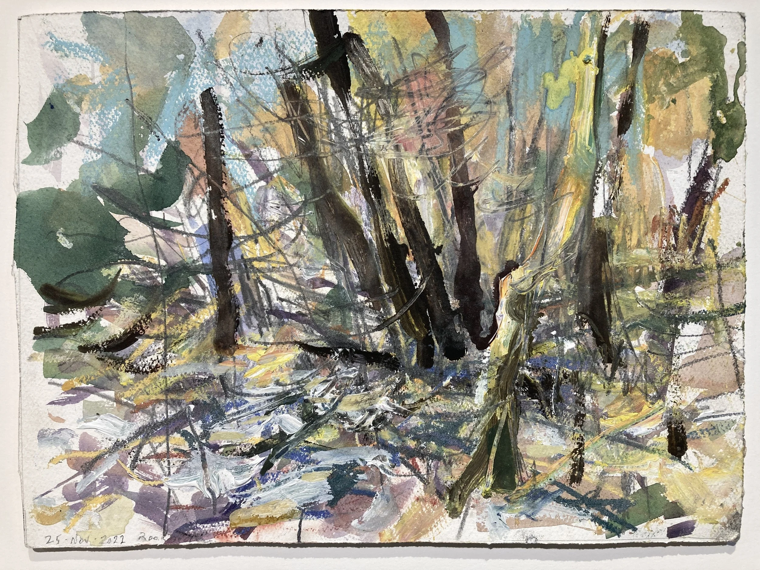    Rockside Woods 25-Nov-2022    2024 watercolour with acrylic and pastel 11×15 inches $1200 