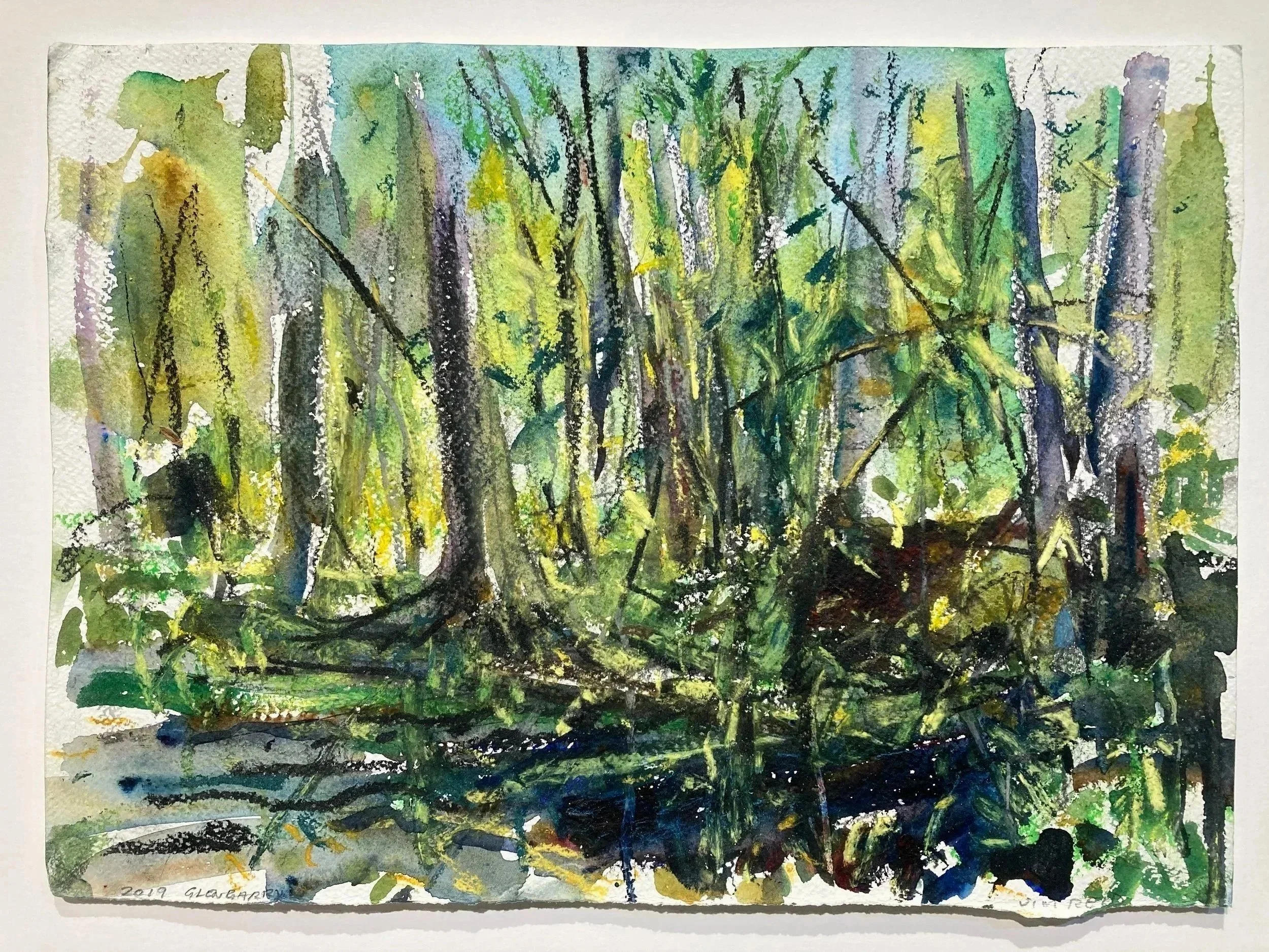    Flooded Forest    2019 watercolour and pastel 11”×15” 