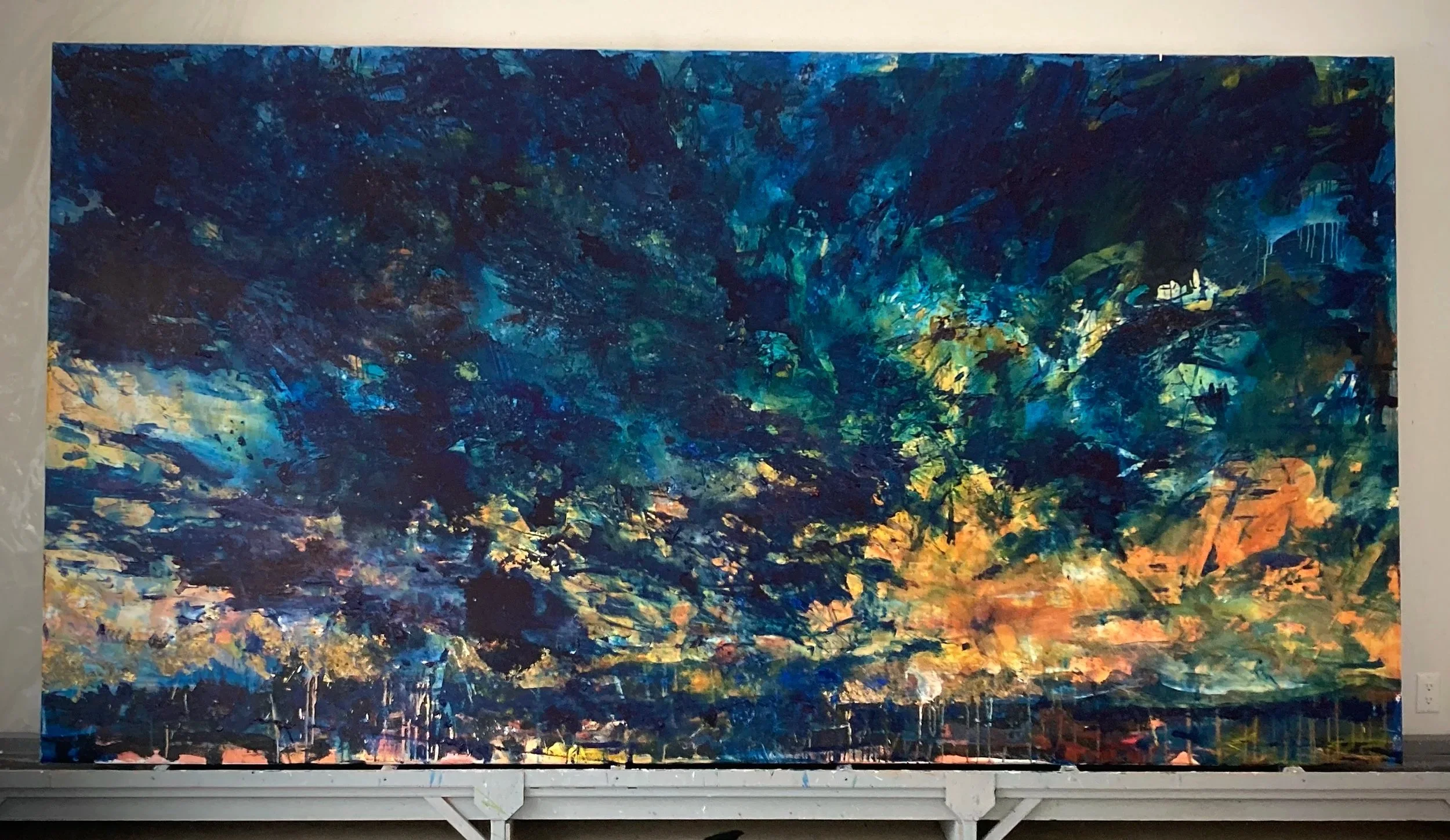    Dark Descending, 3 Nov 2025  looking NW from Chinguacousy Rd, N of King St.    2026 acrylic on canvas 76”×144” 