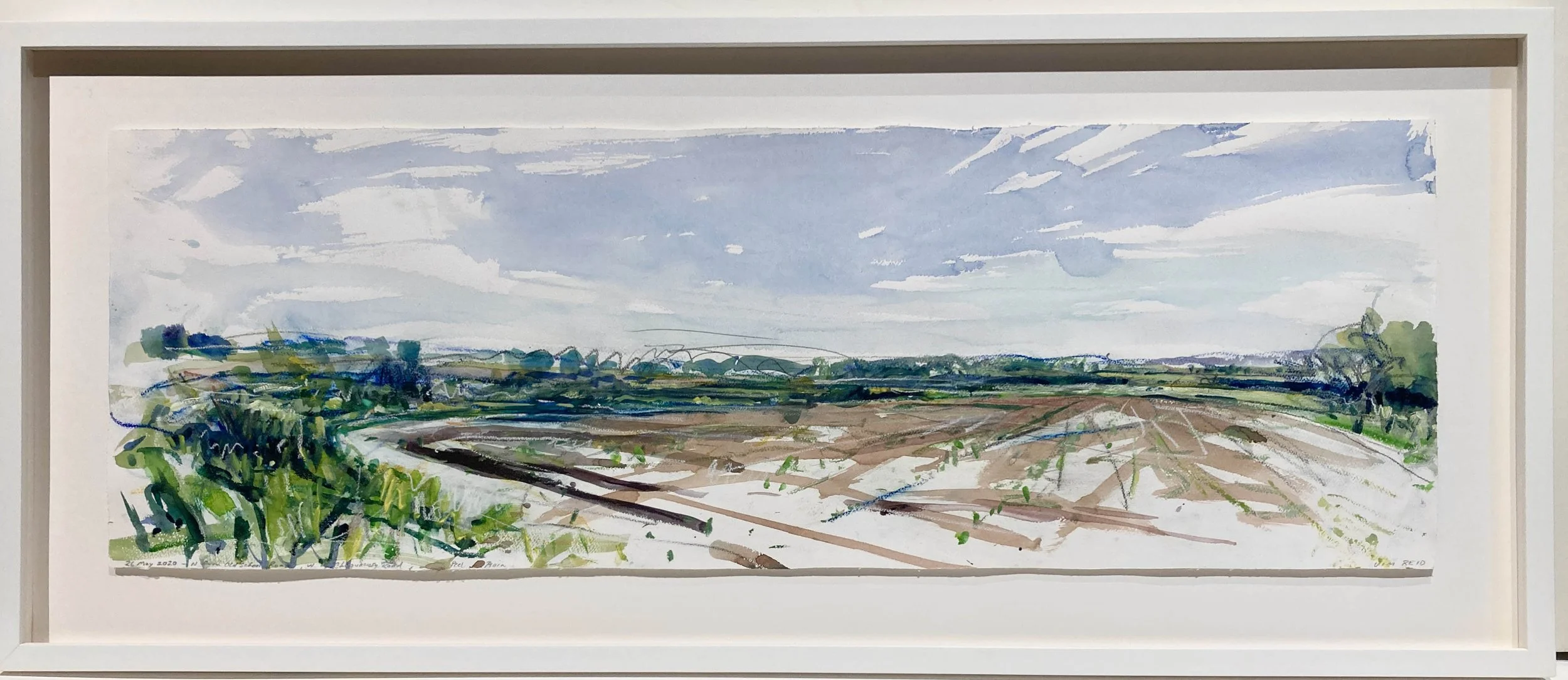    Peel Plain 26 May 2020, N. from Olde School Rd, W. of Chinguacousy Rd    2020 watercolour and pastel 13”x39” 