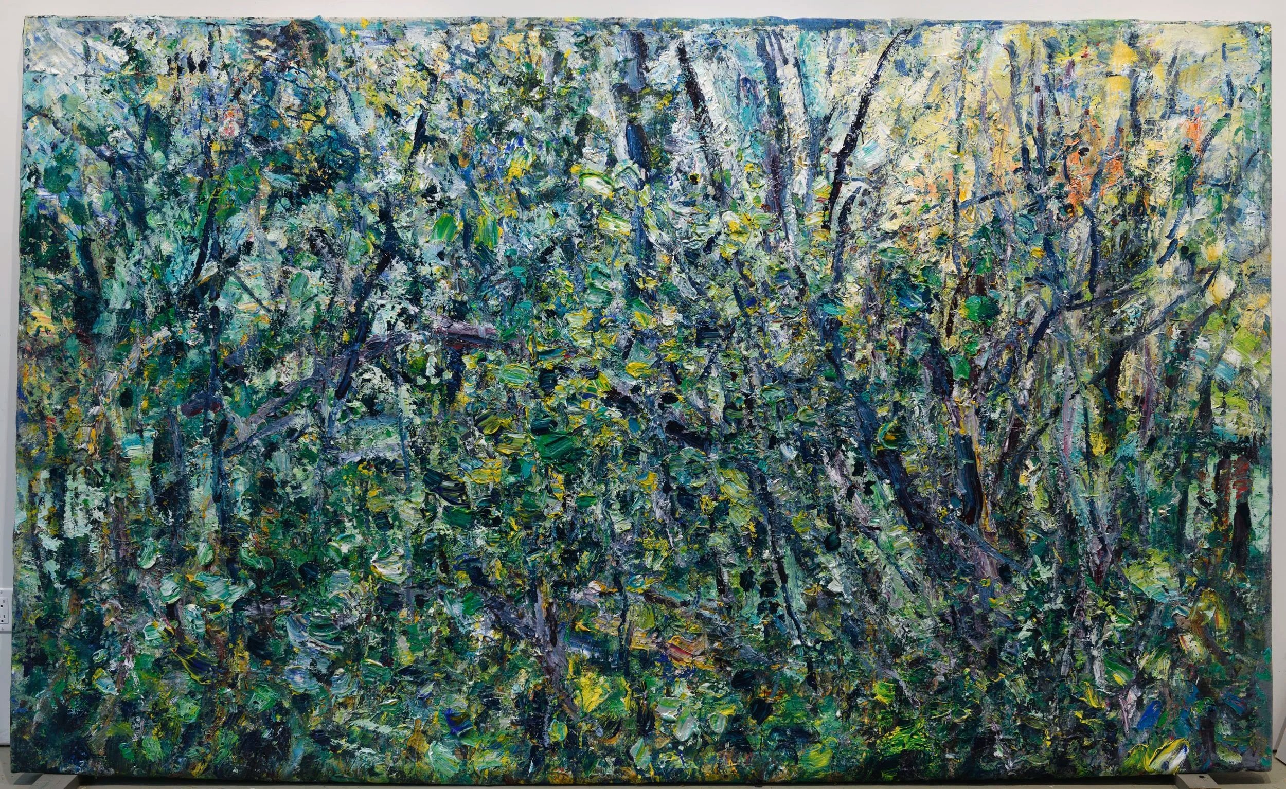    Feral Apple Trees Overgrown    2024 acrylic on canvas 76”x120” 