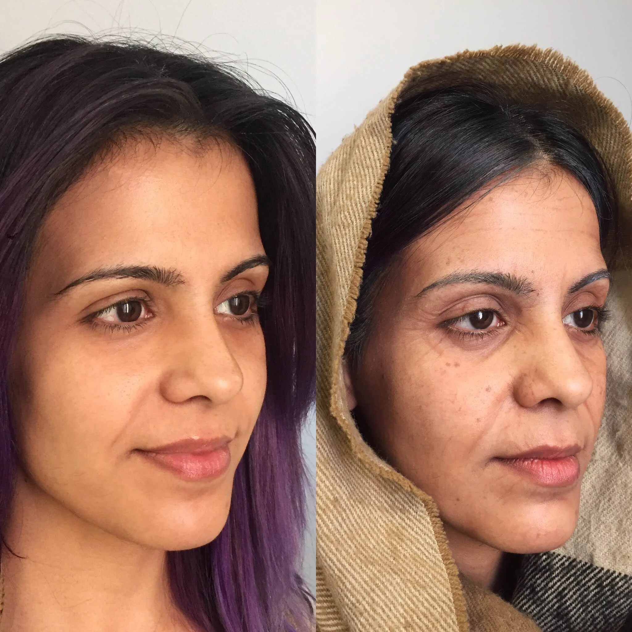 "Paint and Powder" with latex stretch-and-stipple around the eyes