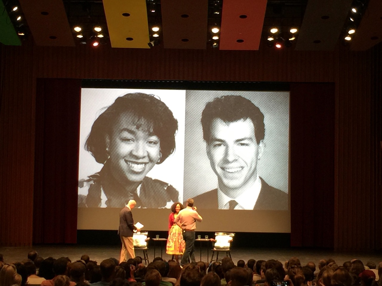 Jake Tapper and Shonda Rhimes, two of our most prominent '91s, getting ready for a conversation on stage with Dartmouth College President Philip J. Hanlon '77