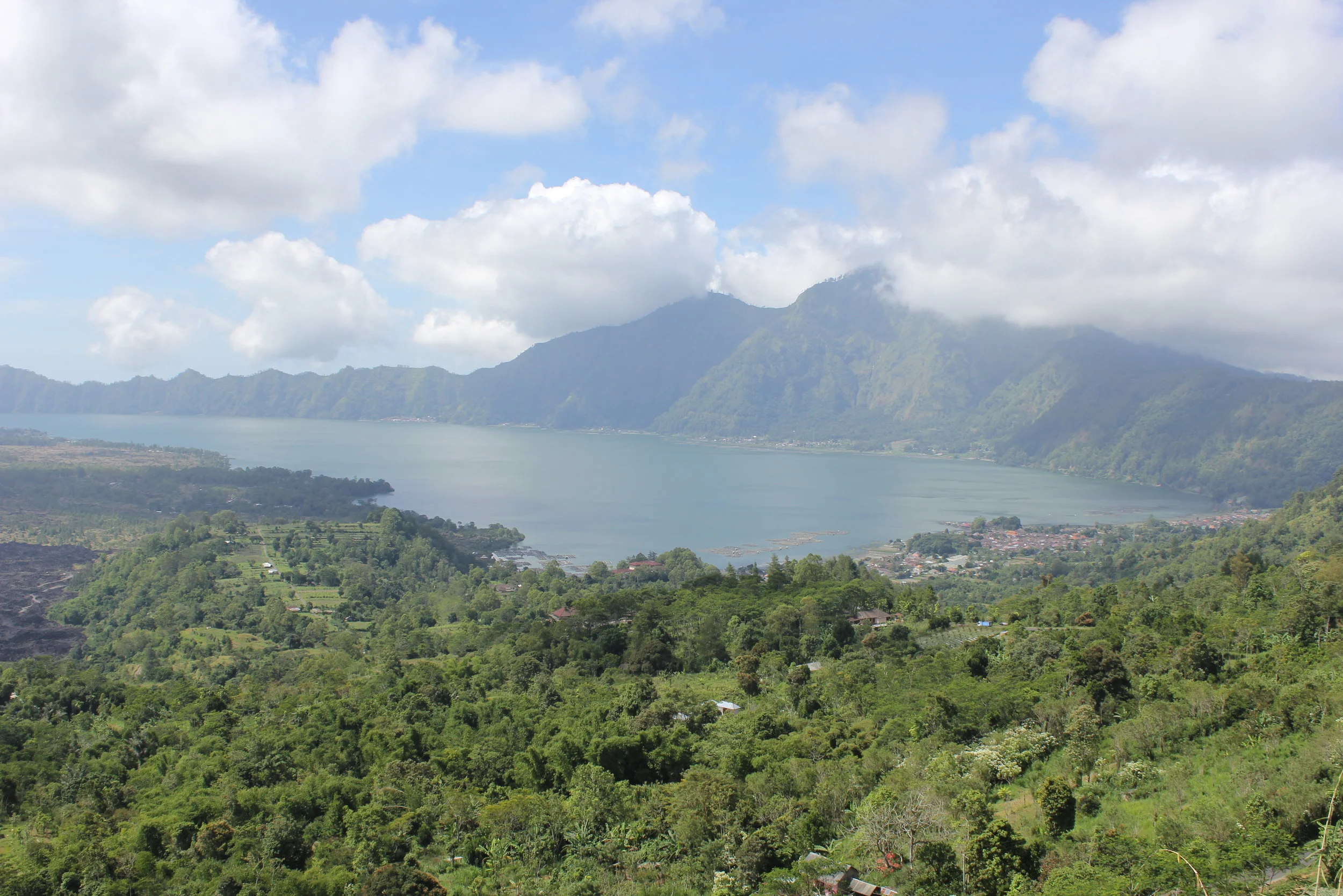 Looking out toward Kintamani Volcano and Batur Lake in the middle of Bali