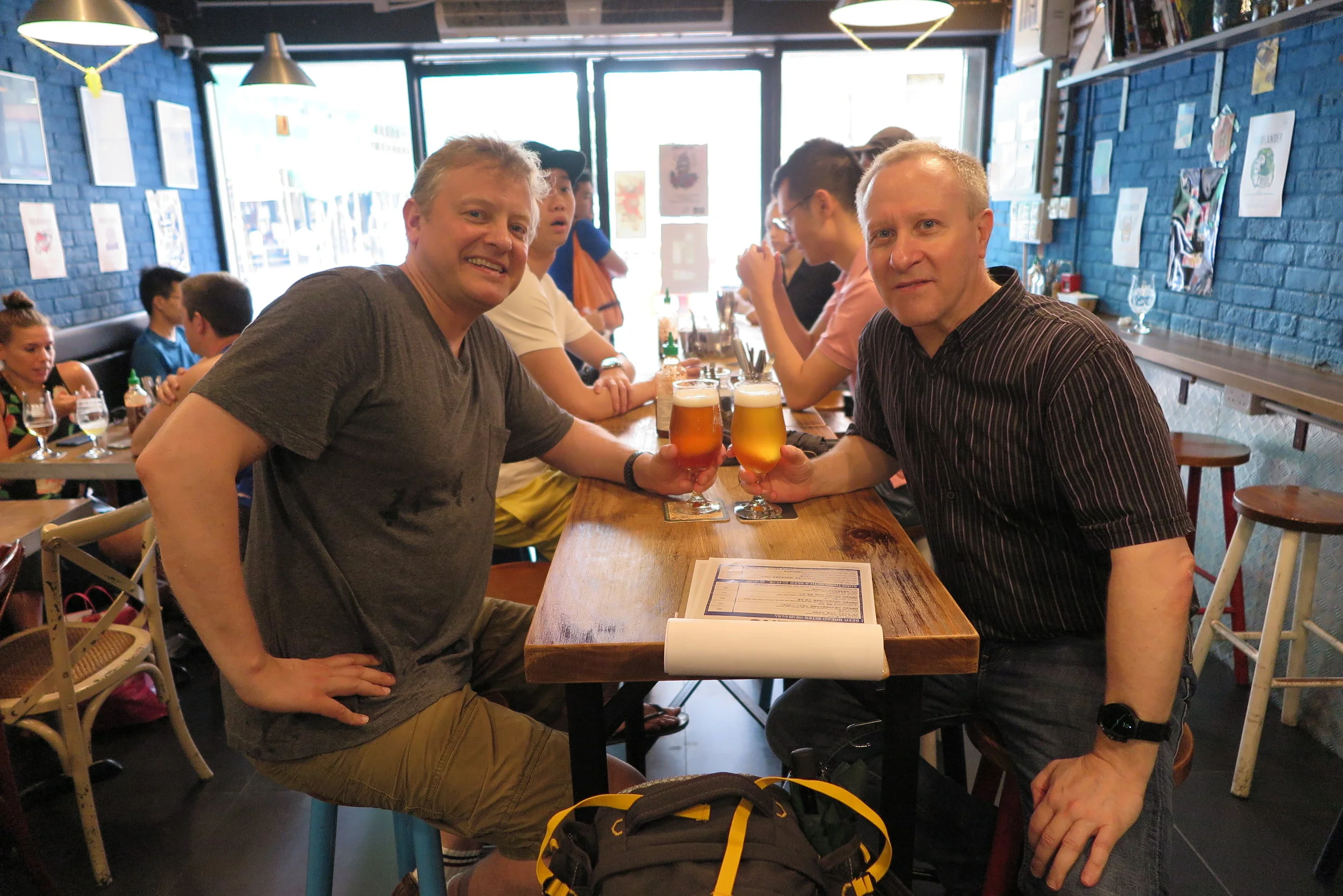 Catching up with old zhongguo tong mate Avron Boretz in a craft beer pub in Mong Kok, Kowloon