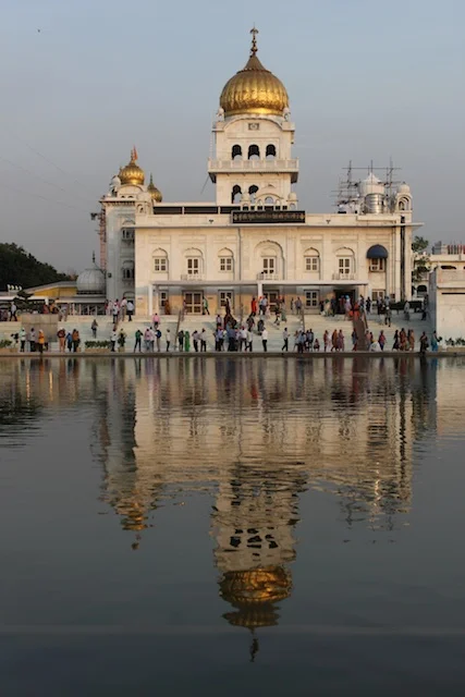 The Bangla Sahib temple and its reflection in the pool