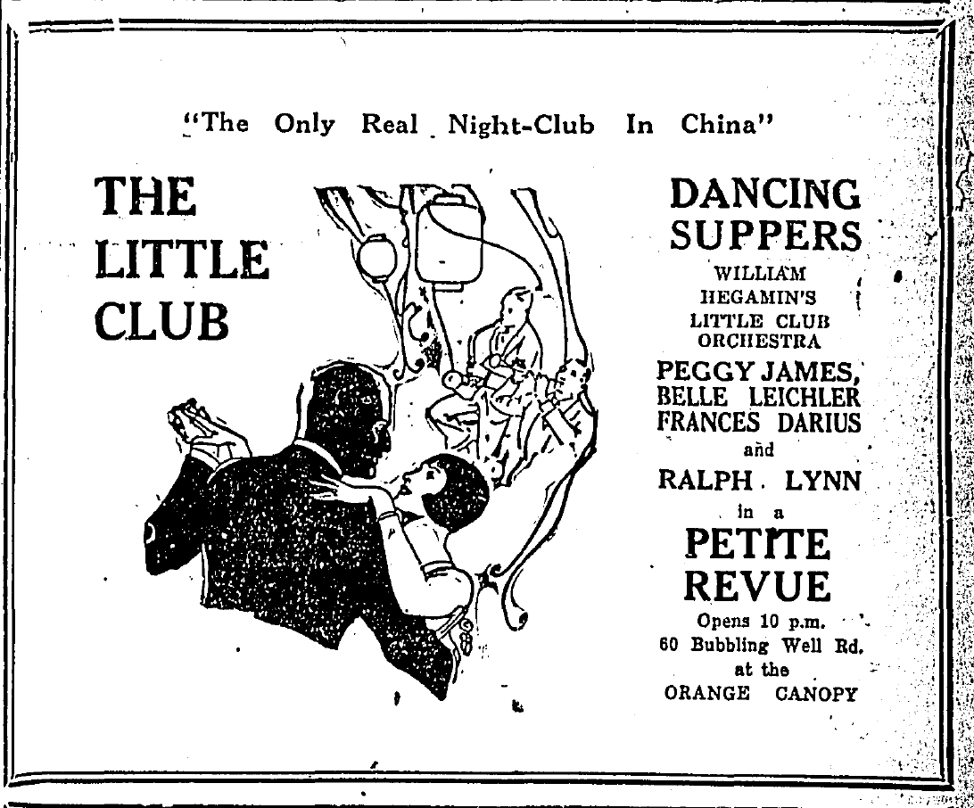 An ad for the Little Club published in China Press on March 4 1927 featuring William Hegamin's Little Club Orchestra