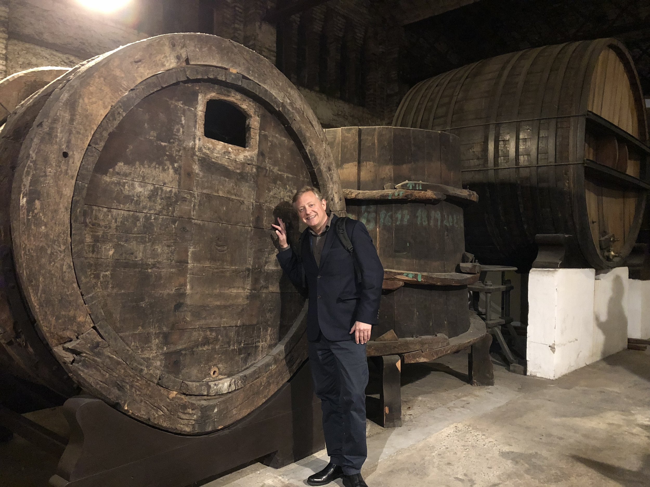 Having barrels of fun at the conference, and feeling slightly dizzy from the combination of fizzy wine and winding rides into the catacombs. Poe would love this journey.