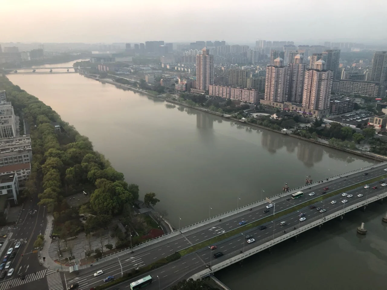 The view from the 30th floor of the Marriott