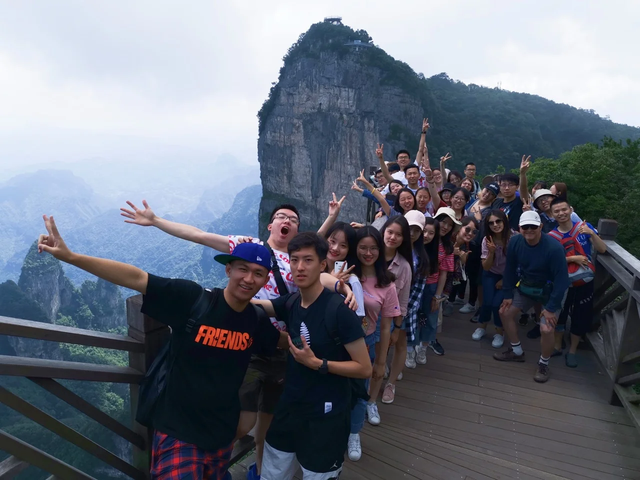 On the wooden walkway running along the cliffside. You can see from my position where I am most comfortable.