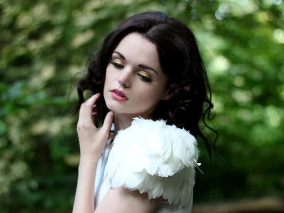  Ivory Feather Shoulder Pieces by Rougepony