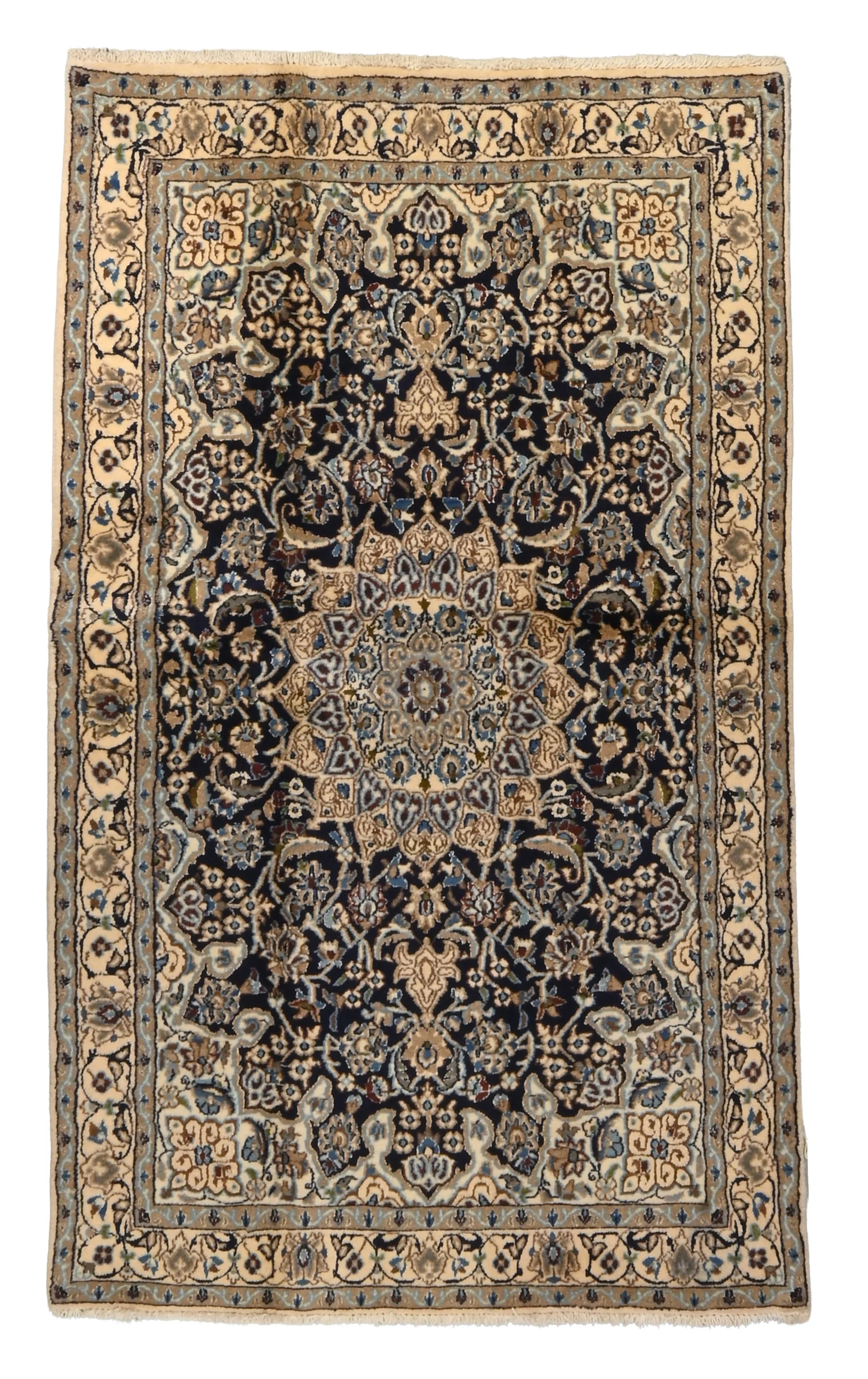 Classic Nain rug 54510, 200 by 118 cm, woven in wool with silk highlights on a cotton foundation.