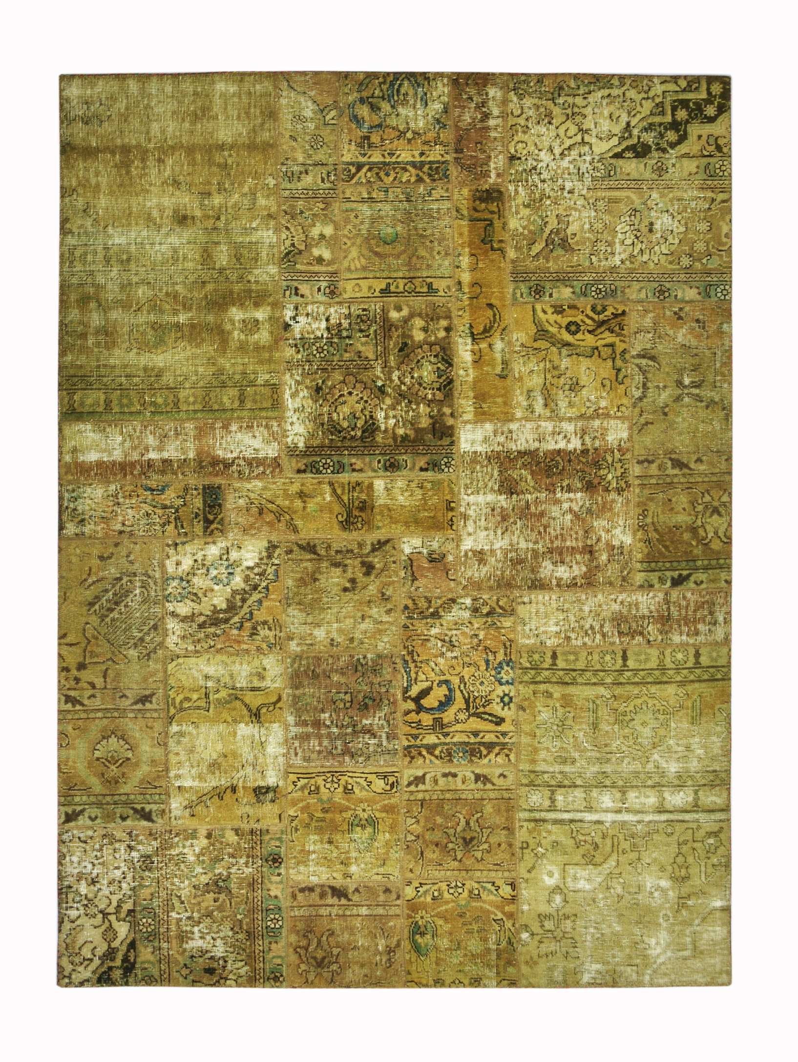 518344-239 x 174 cm | A muted ochre Persian collage rug