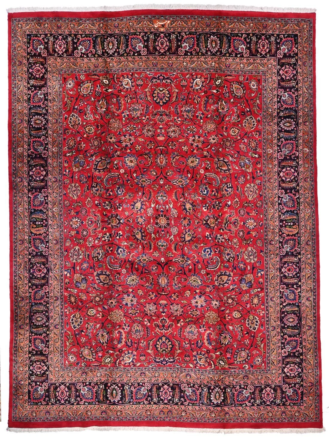 Mashad carpet 62185, 400 by 300 cm, with an all-over Shah Abbasi floral design, signed M. Hussaini.