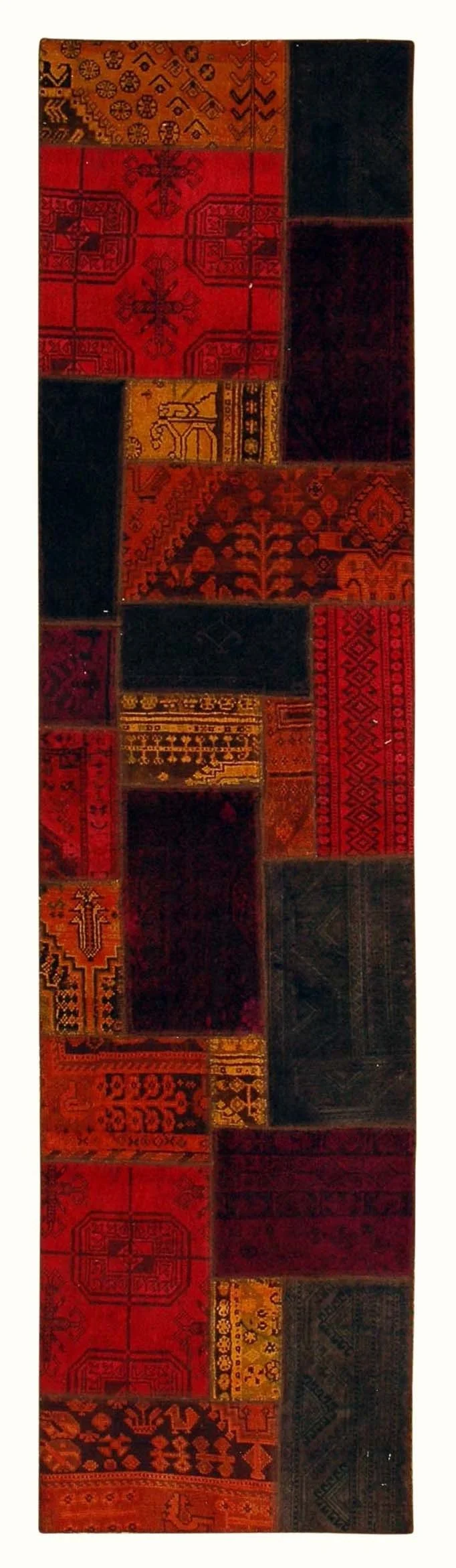 504540-302 x 77 cm | A red and charcoal Persian collage runner