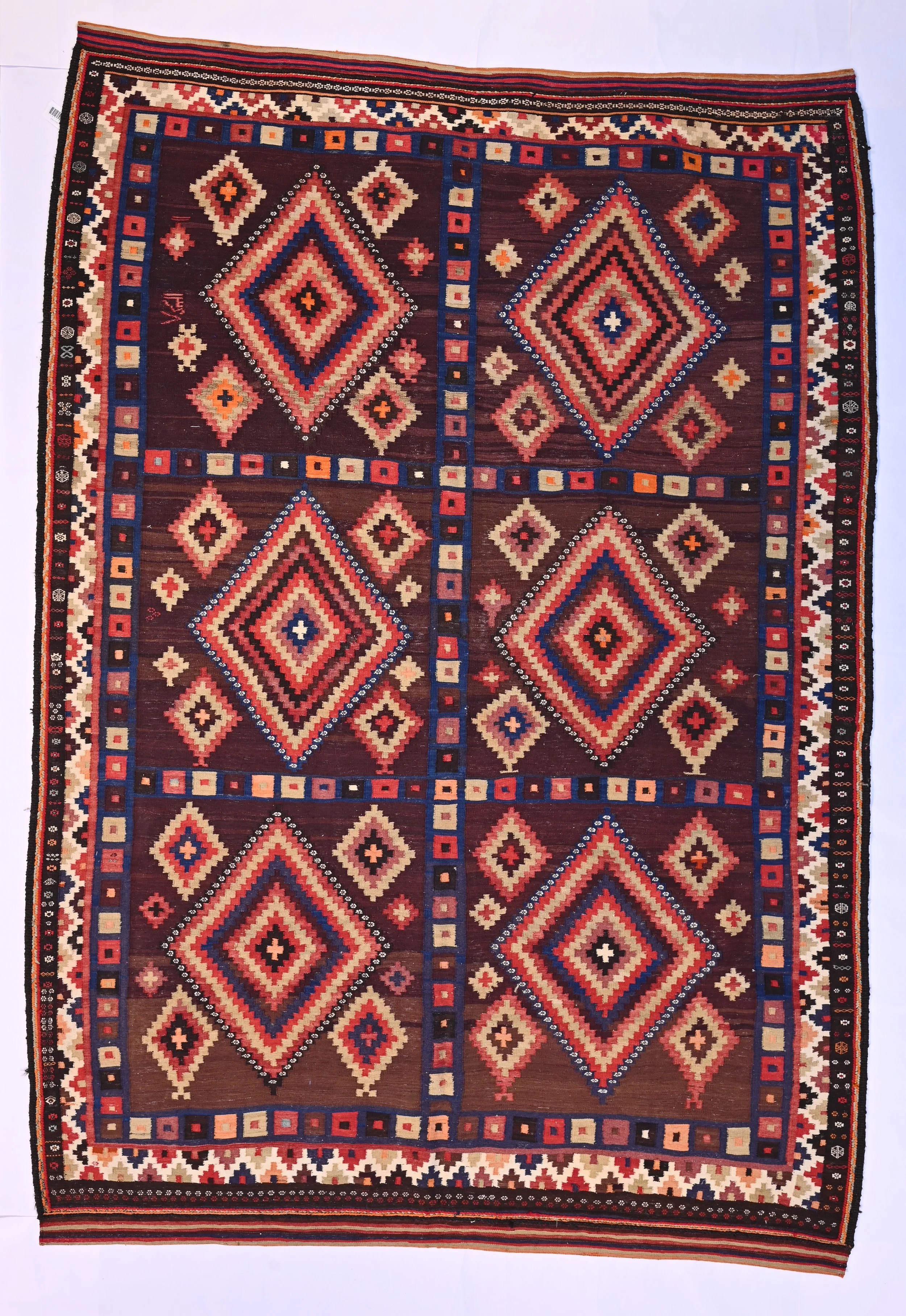 163243-316 x 219 cm | Afshar kilim with eye motifs | Circa early 20th century
