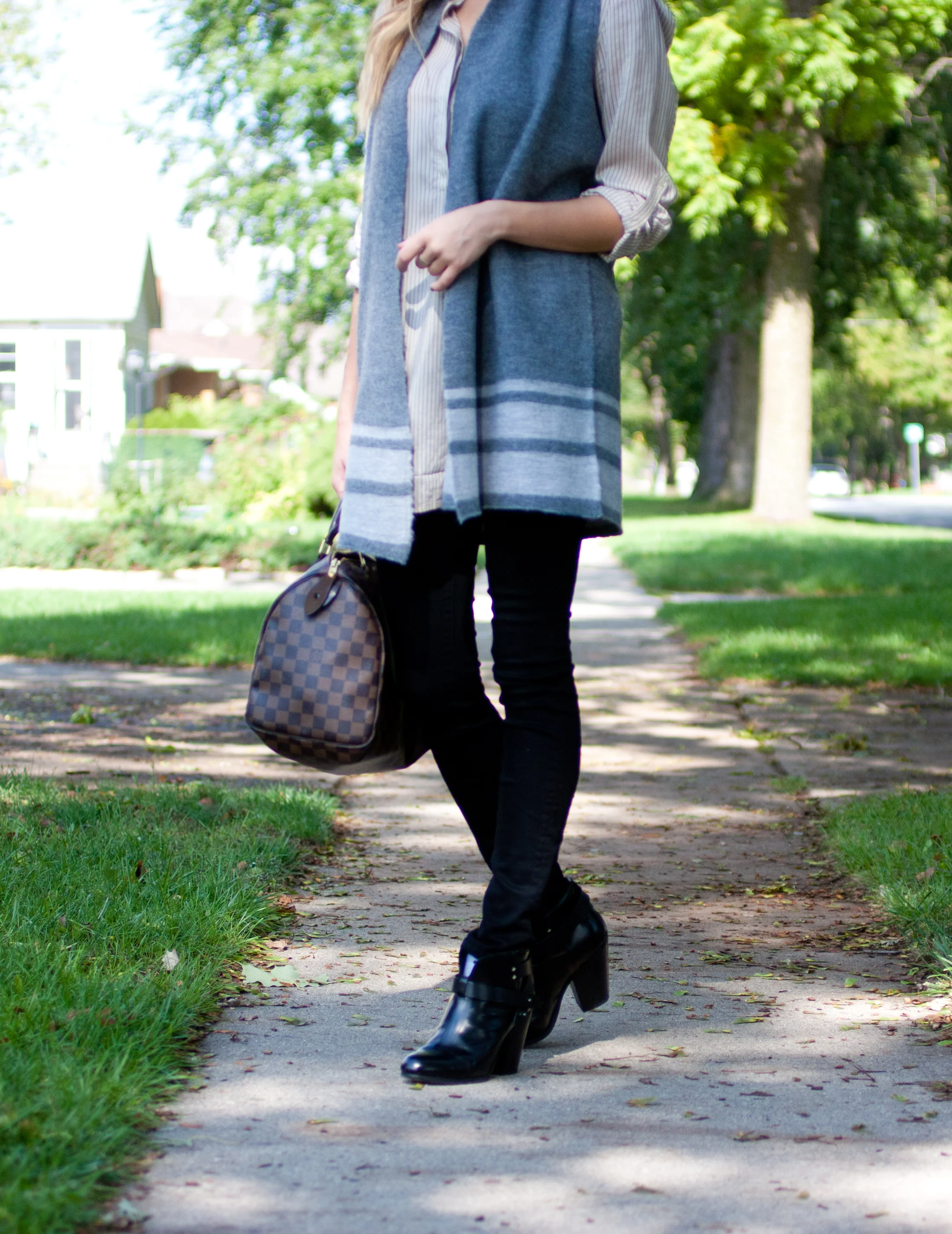 Vest - Nanette Lepore // Blouse - Vince // Jeans - Aritzia // Booties - rag & bone