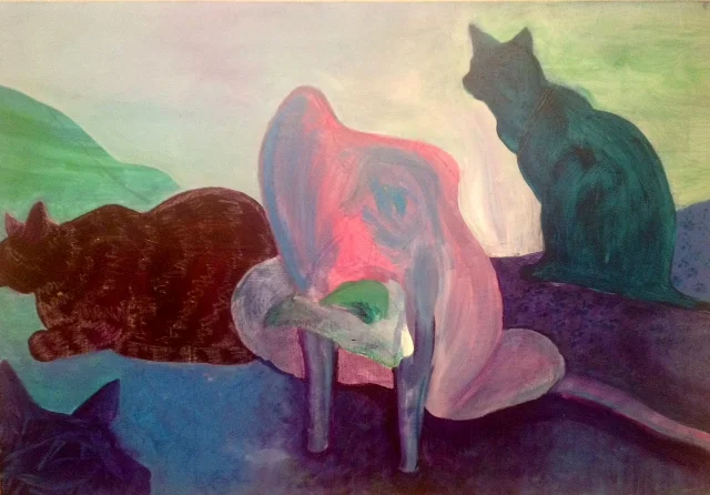 Three Graces, 2001, acrylic on canvas, 24 in x 36 in