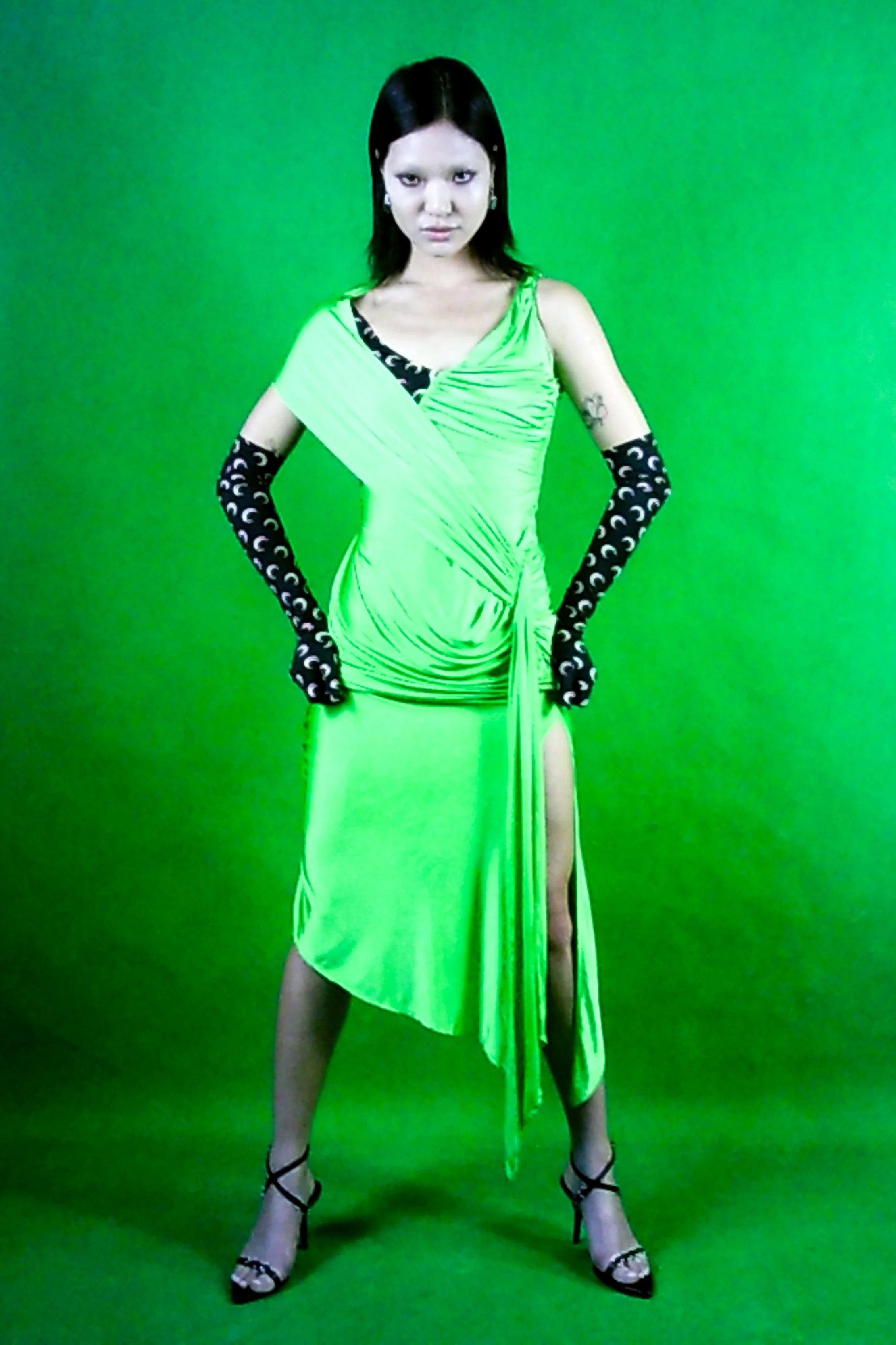 MARINE SERRE Jersey Shelter Draped Dress