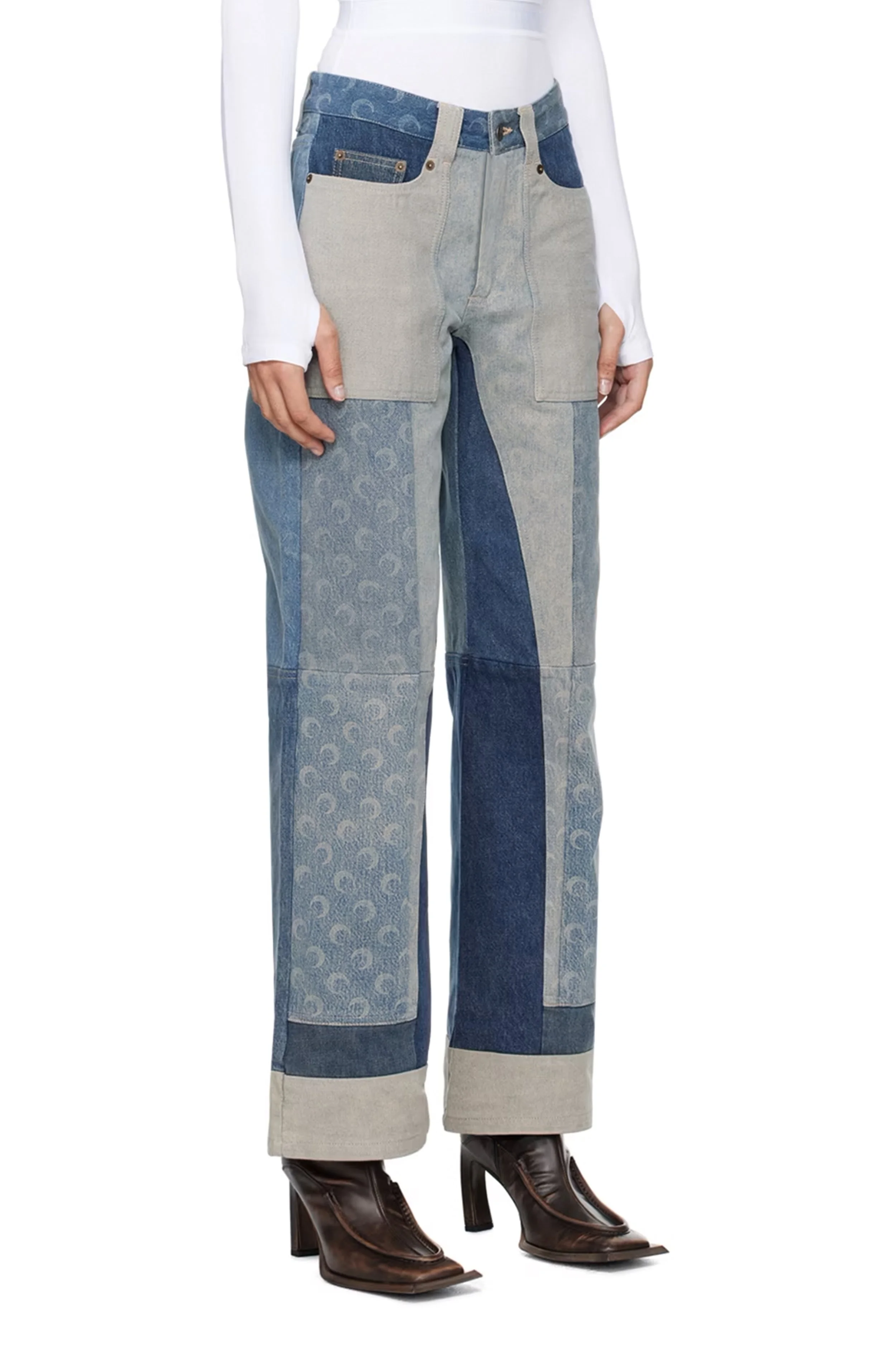 Marine Serre Regenerated Denim Wide Leg Jeans — SLOW WAVES