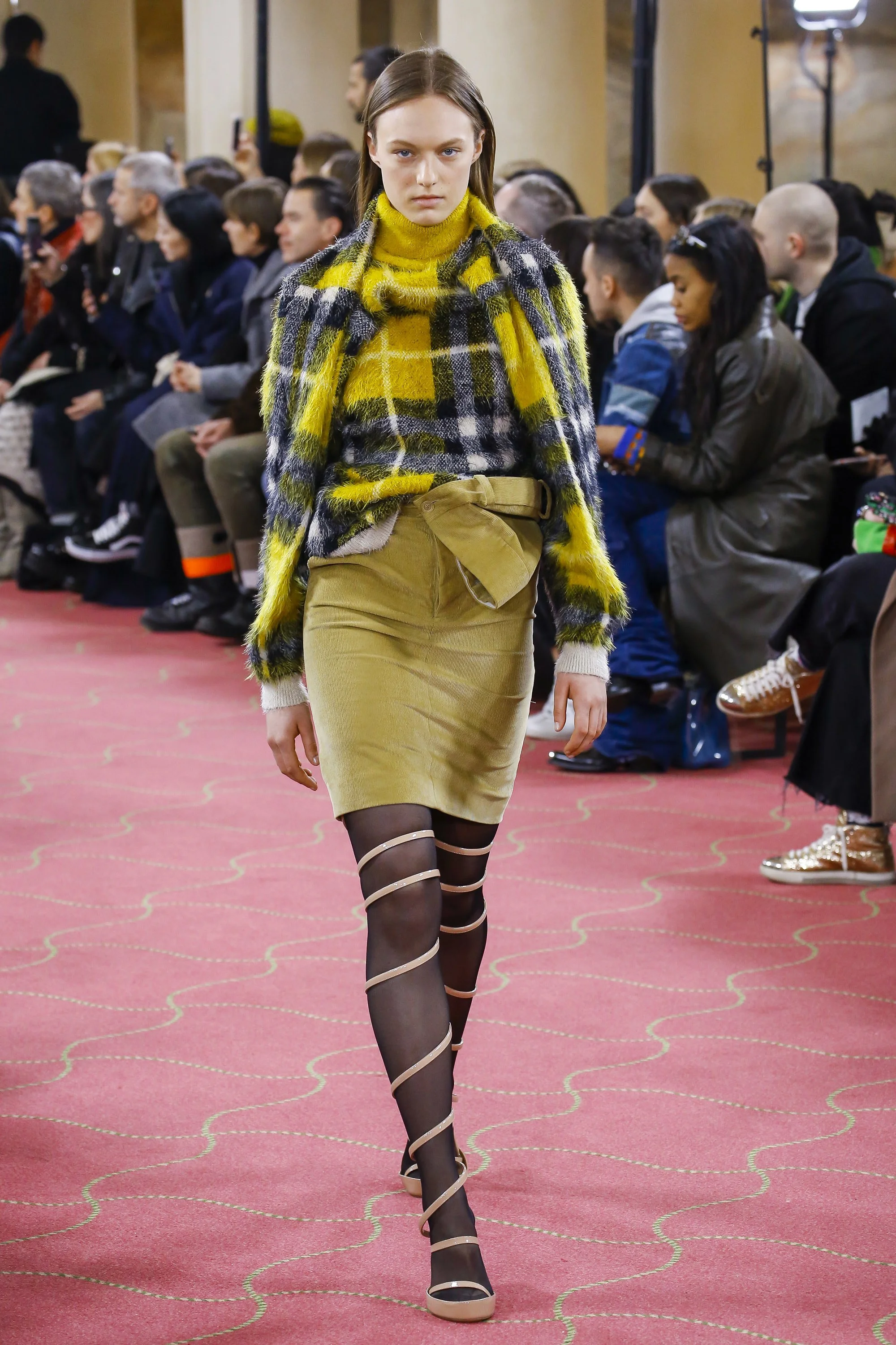 Y/PROJECT Tartan Knit and Asymmetrical Pencil Skirt