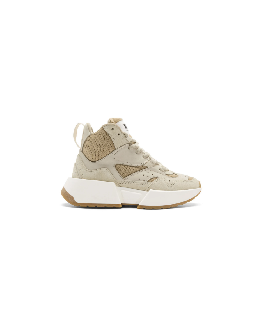 beige high top sneakers