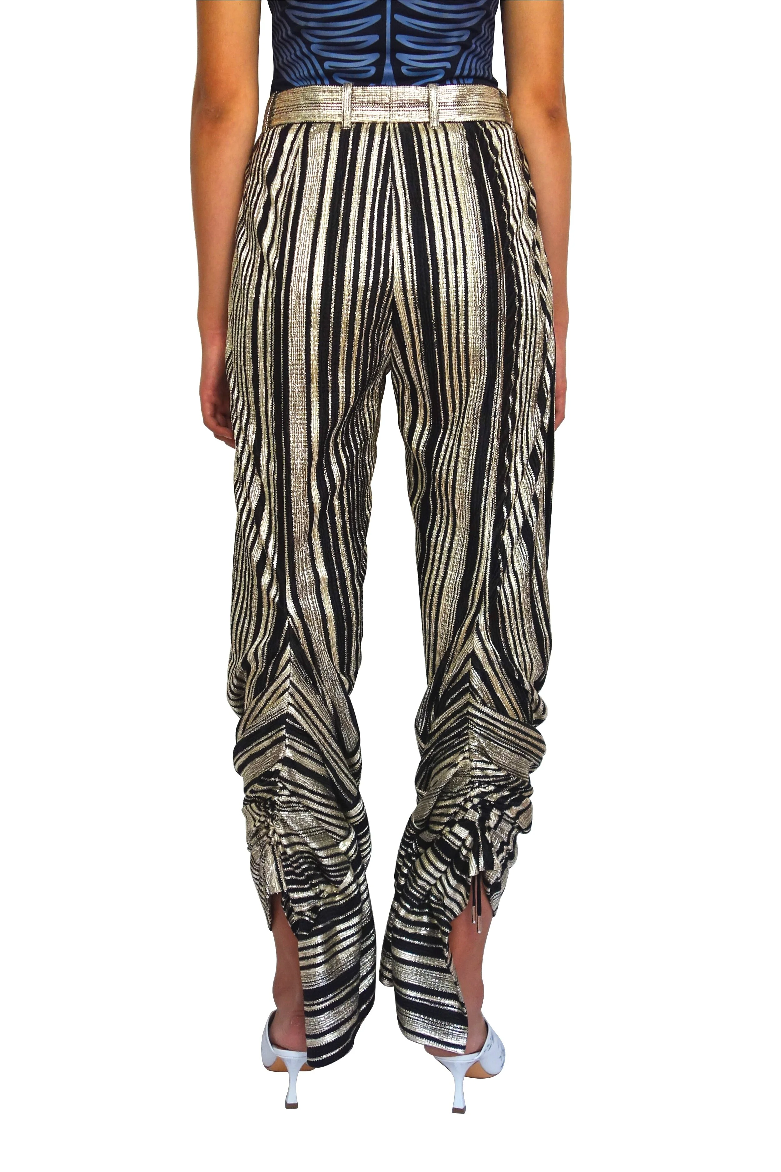 Y/PROJECT Ruffled Metallic Pants