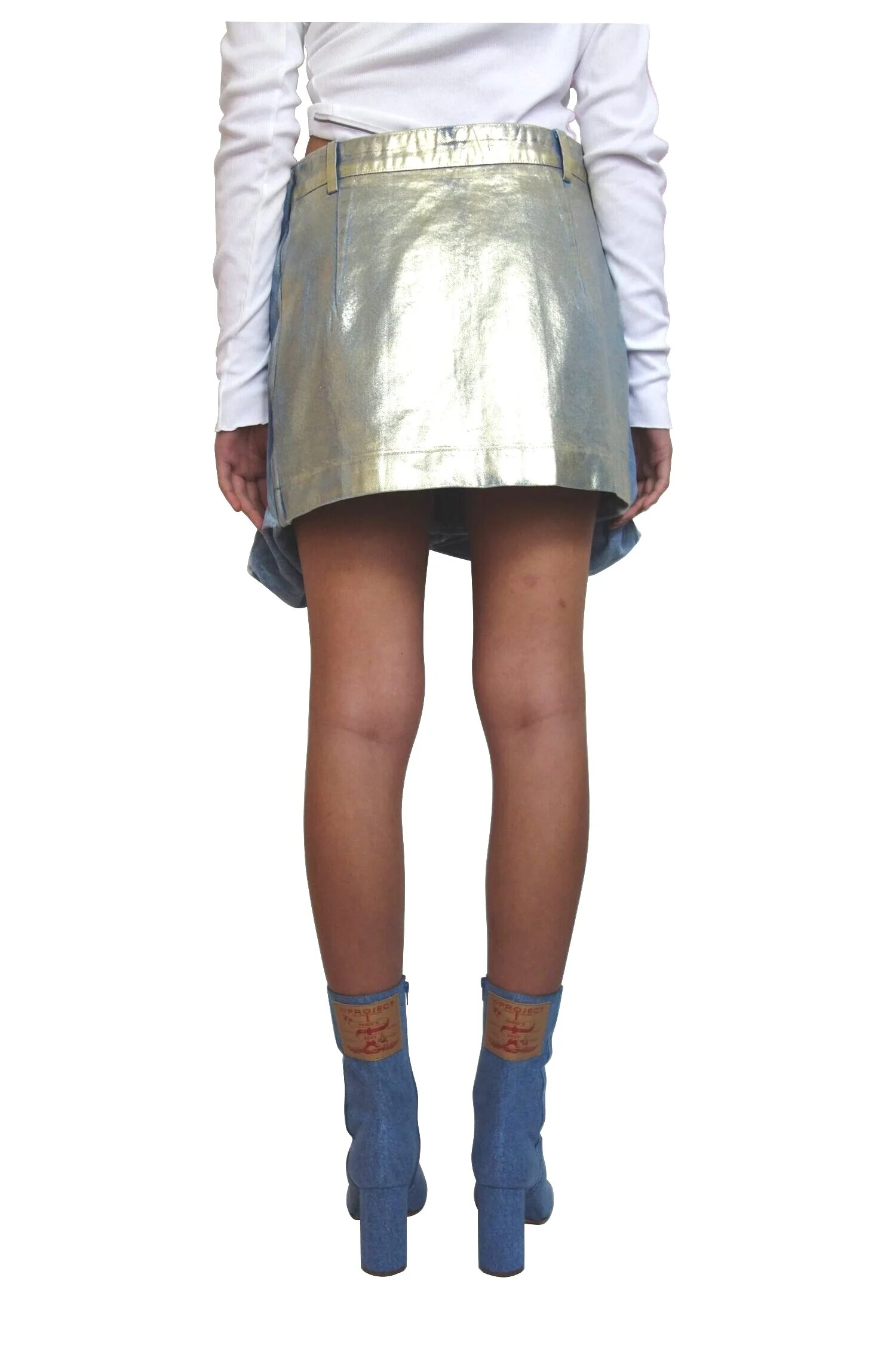 Y/PROJECT Metallic Denim Skirt