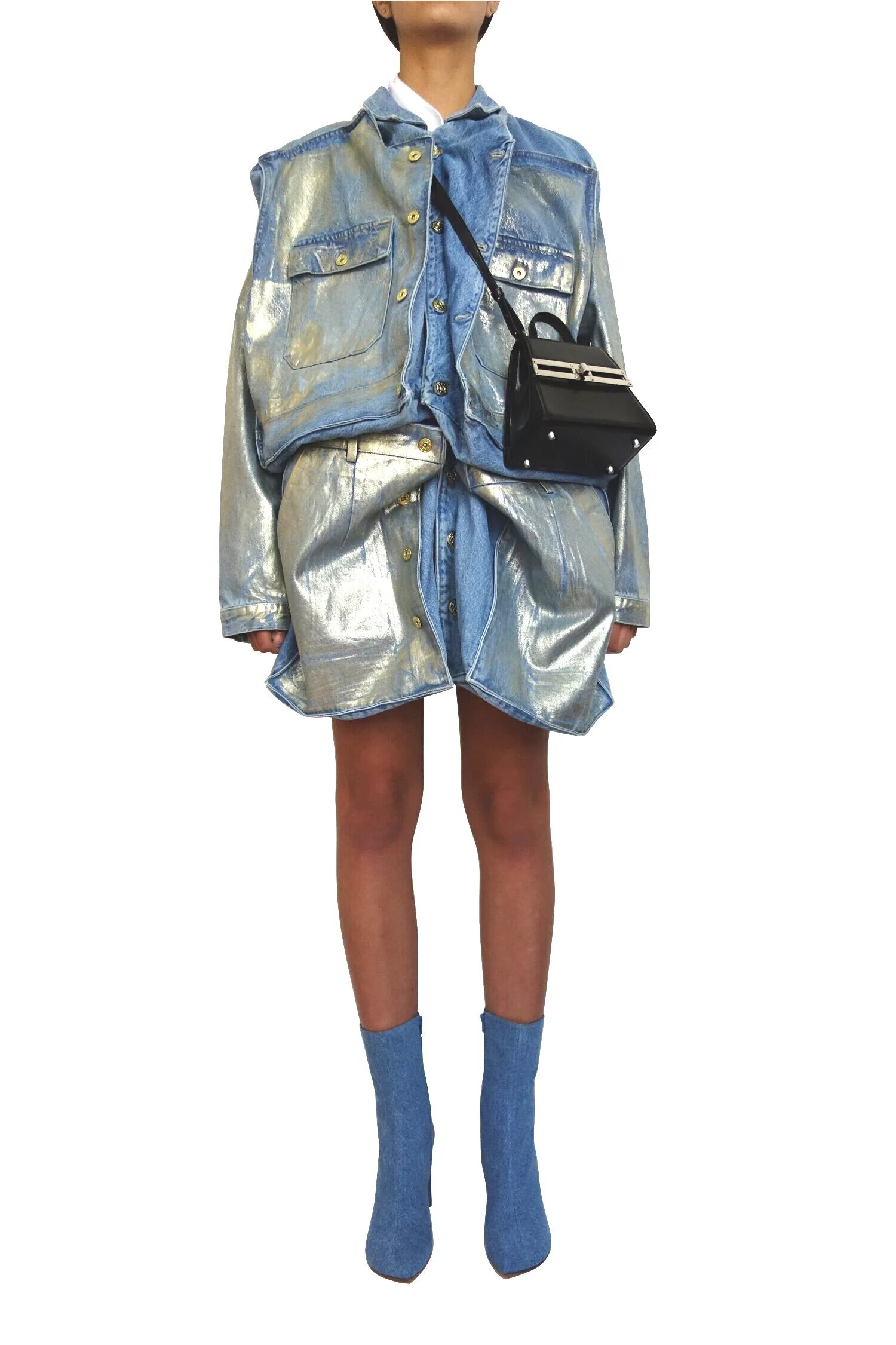 Y/PROJECT Metallic Denim Skirt