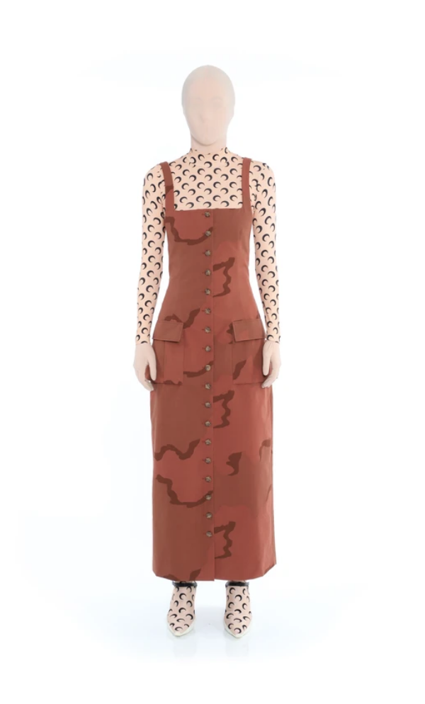 marine serre dress brown Marine Serre Moon Print Halterneck Maxi Dress