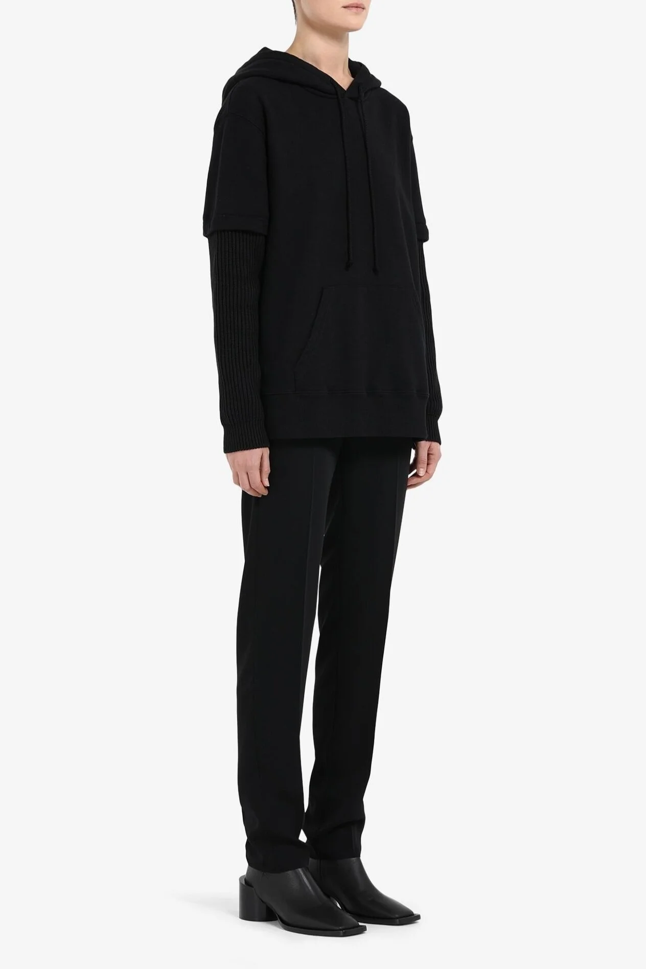 MM6 MAISON MARGIELA Black Ribbed Sleeve Hoodie