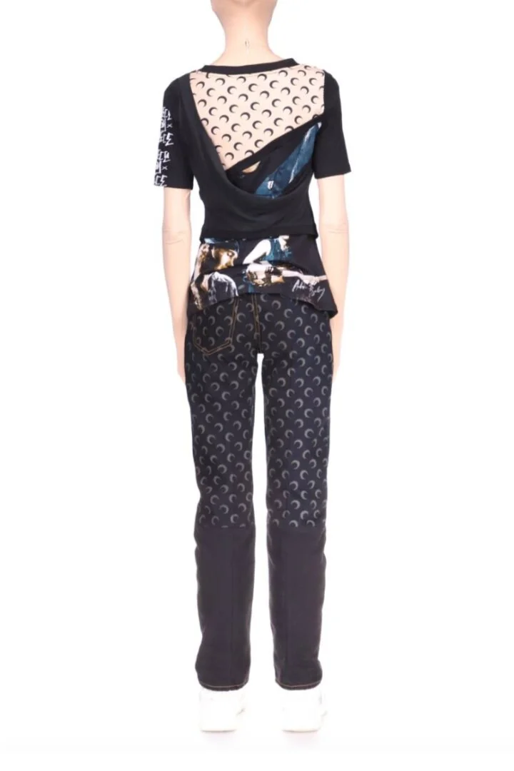 MARINE SERRE Draped Graphic T-Shirt Top