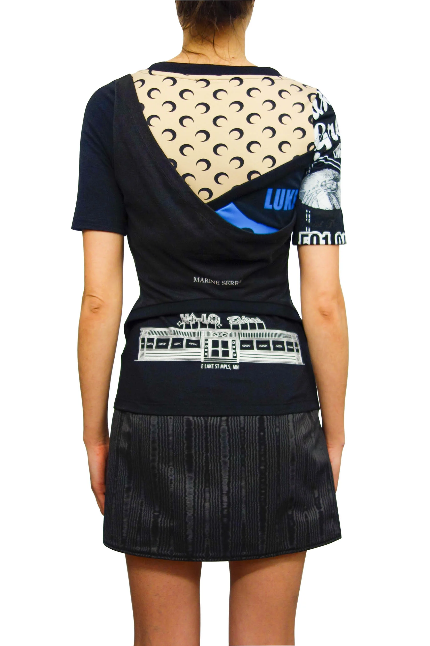 MARINE SERRE Draped Graphic T-Shirt Top