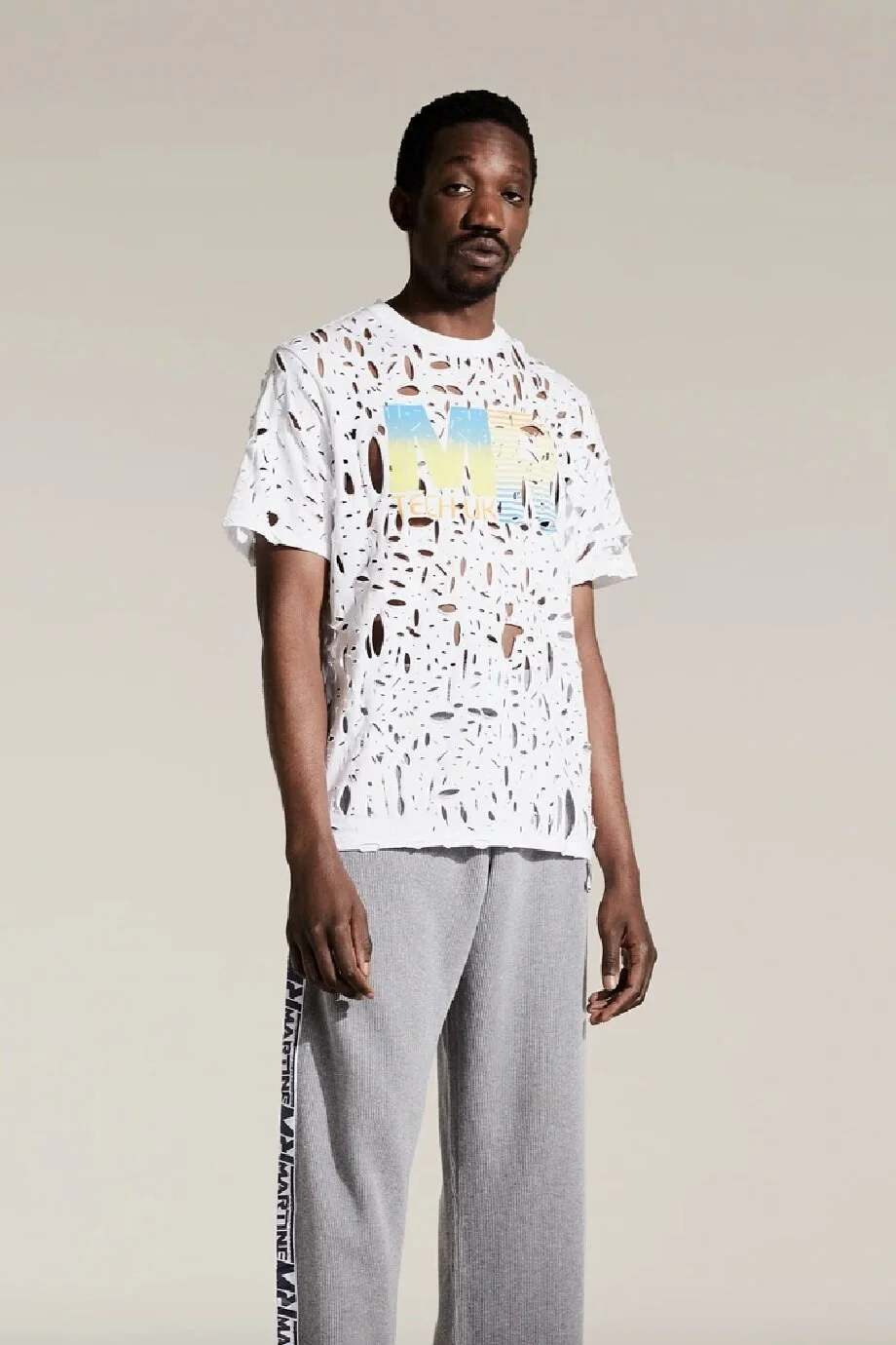 MARTINE ROSE Shredded T-Shirt — SLOW WAVES