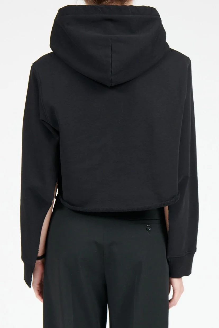 MM6 Maison Margiela Black Cropped Hoodie — SLOW WAVES