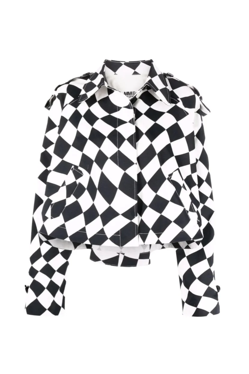 MM6 MAISON MARGIELA Distorted Chess Print Trench Jacket